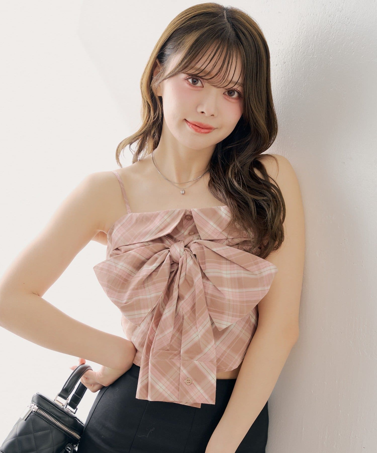 Chico(チコ) チェックリボンベアトップス