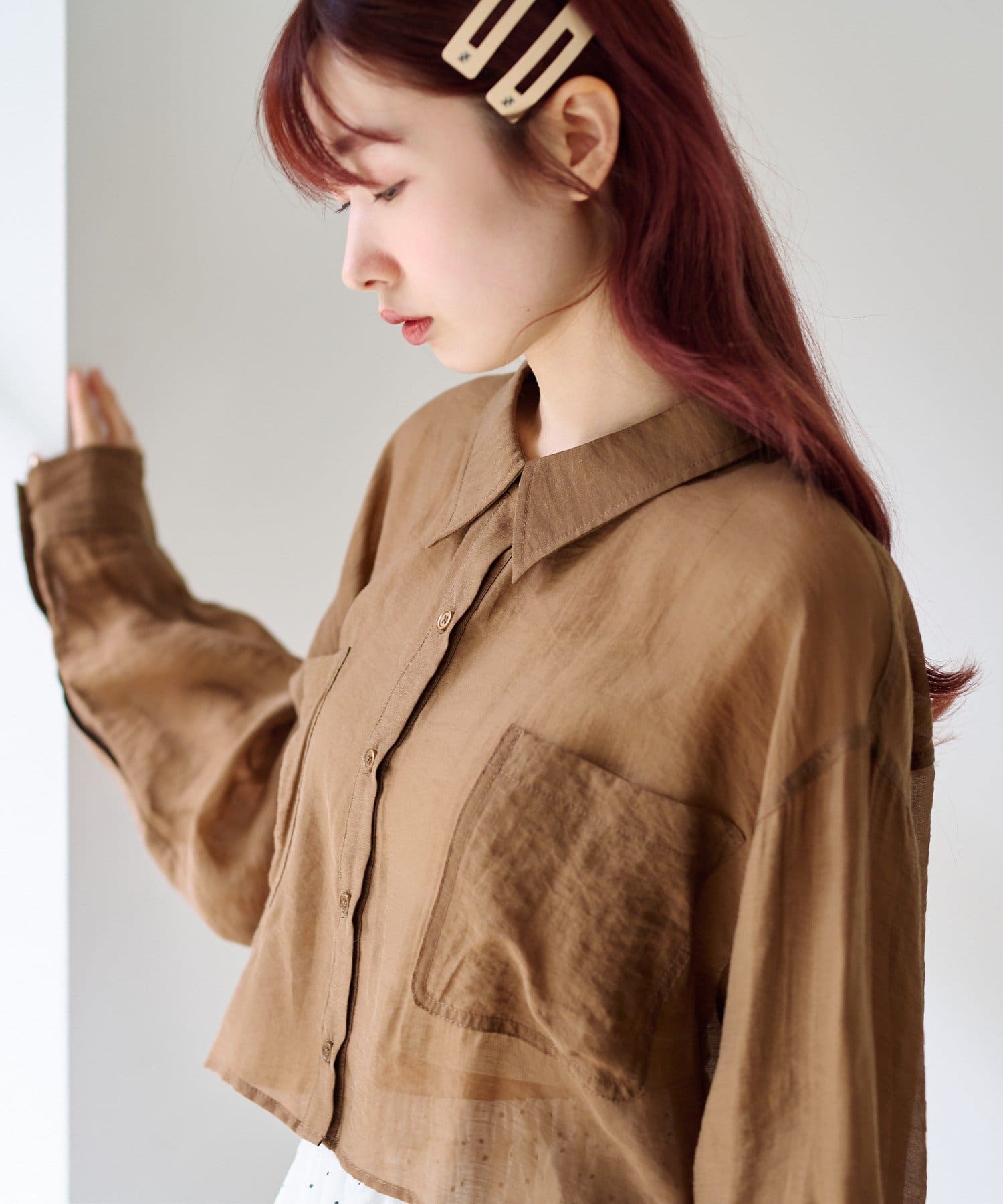 Kastane(カスタネ) 【S.Mサイズ展開】シアーベーシックシャツ