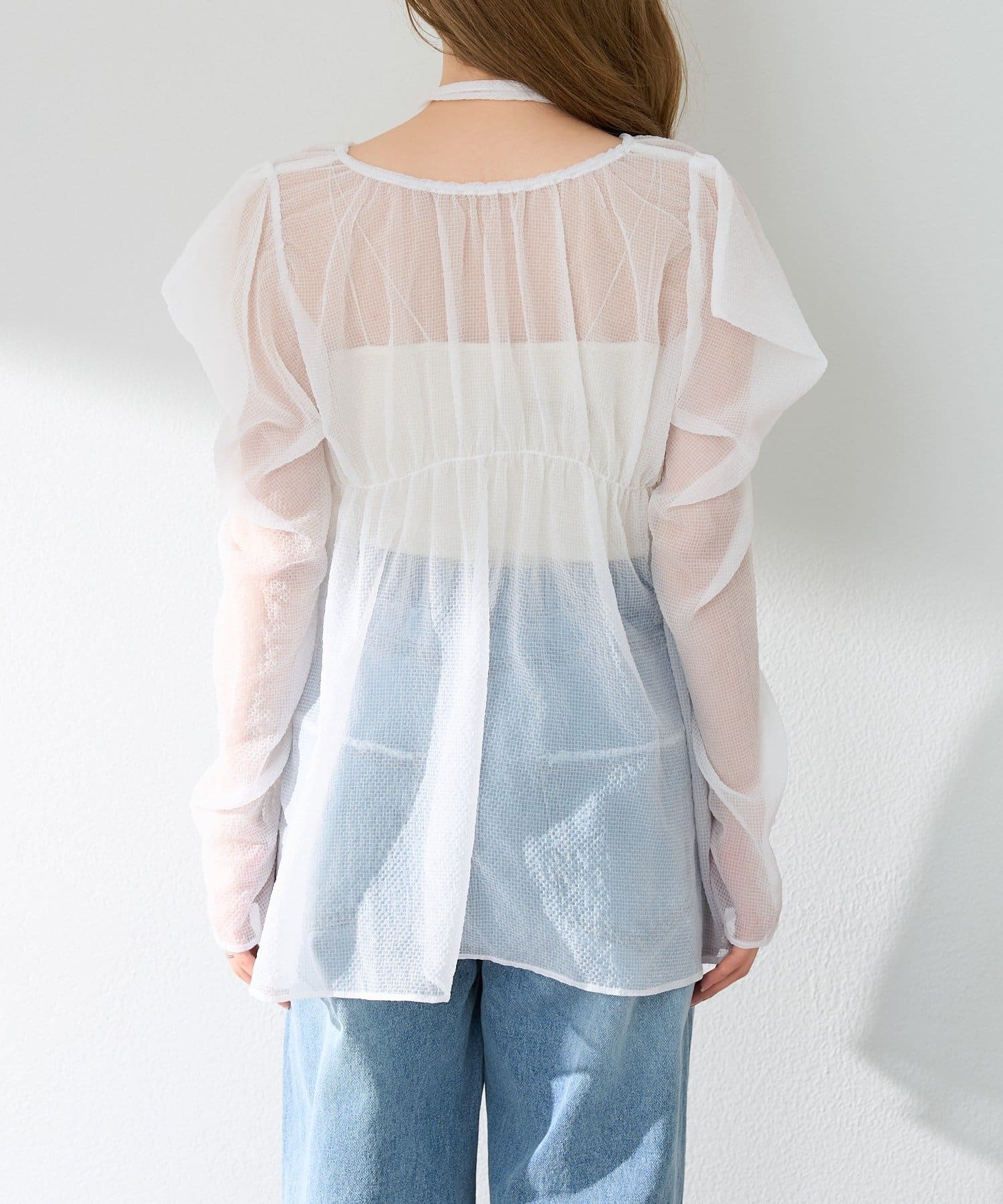 Kastane(カスタネ) 【S.Lサイズ/前後2WAY】チョーカー付きパワショルブラウス