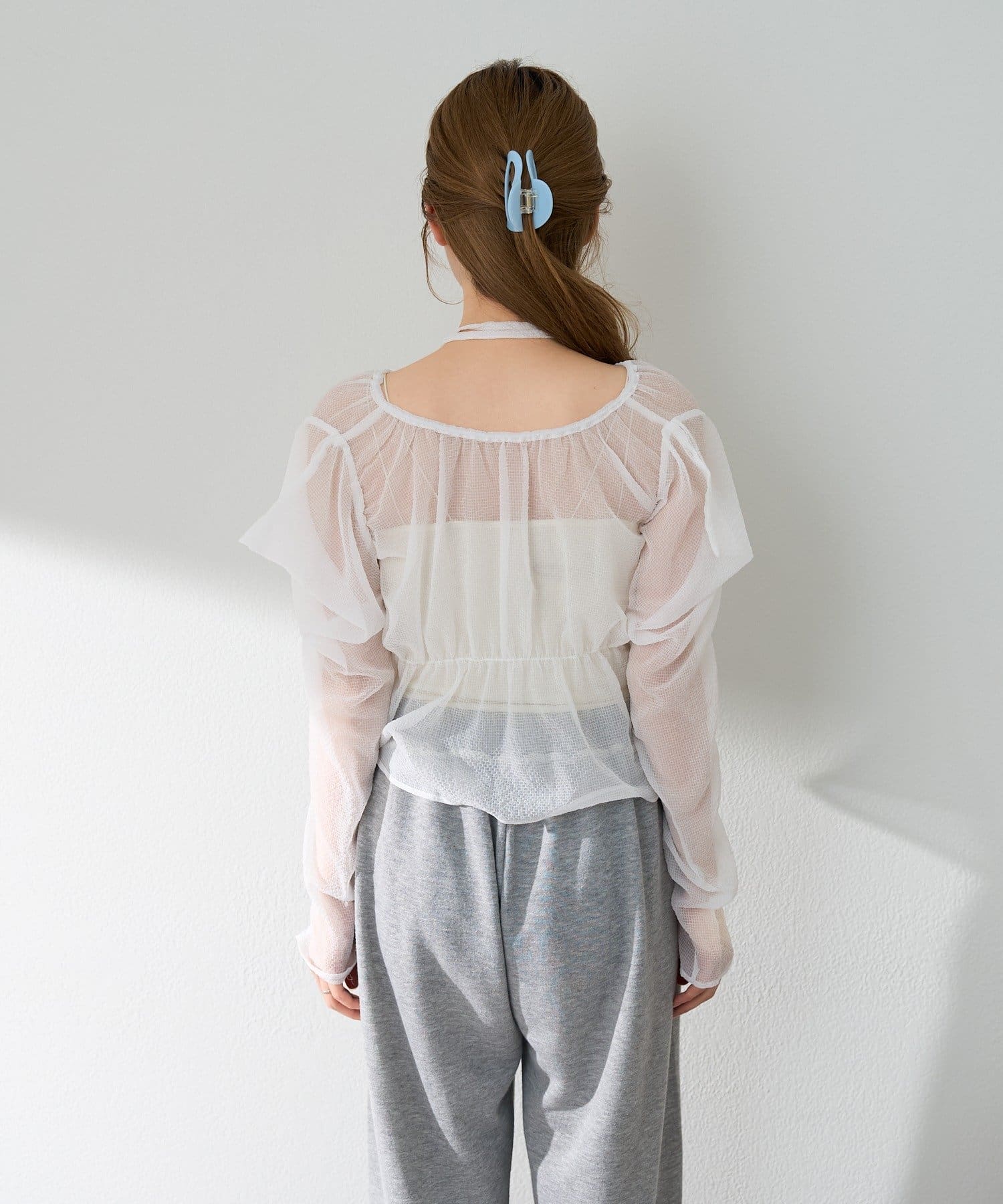 Kastane(カスタネ) 【S.Lサイズ/前後2WAY】チョーカー付きパワショルブラウス