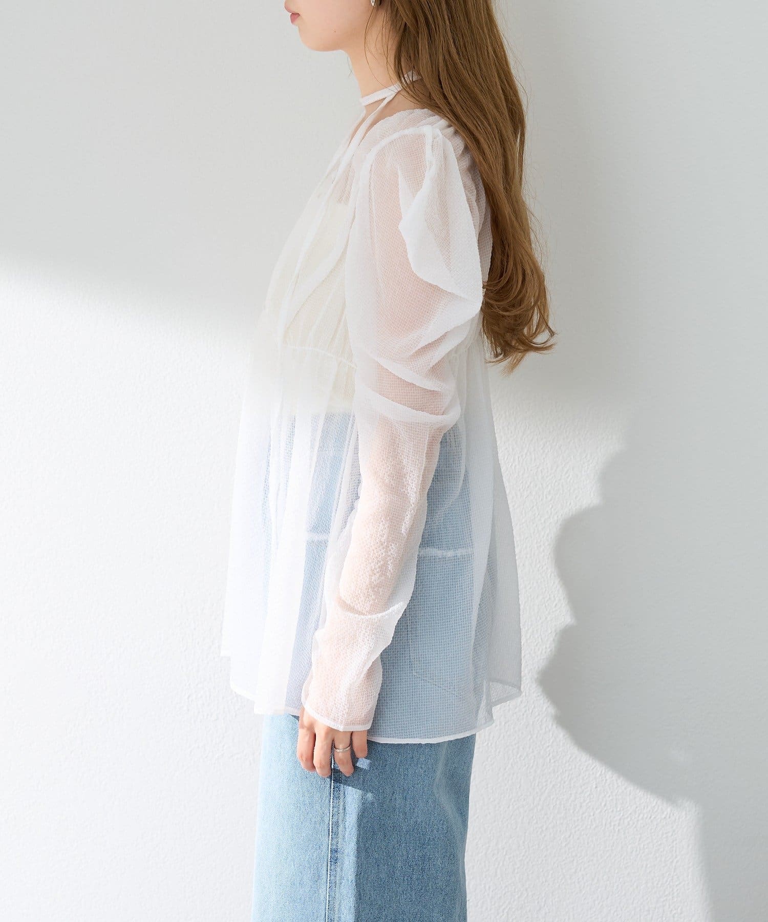 Kastane(カスタネ) 【S.Lサイズ/前後2WAY】チョーカー付きパワショルブラウス