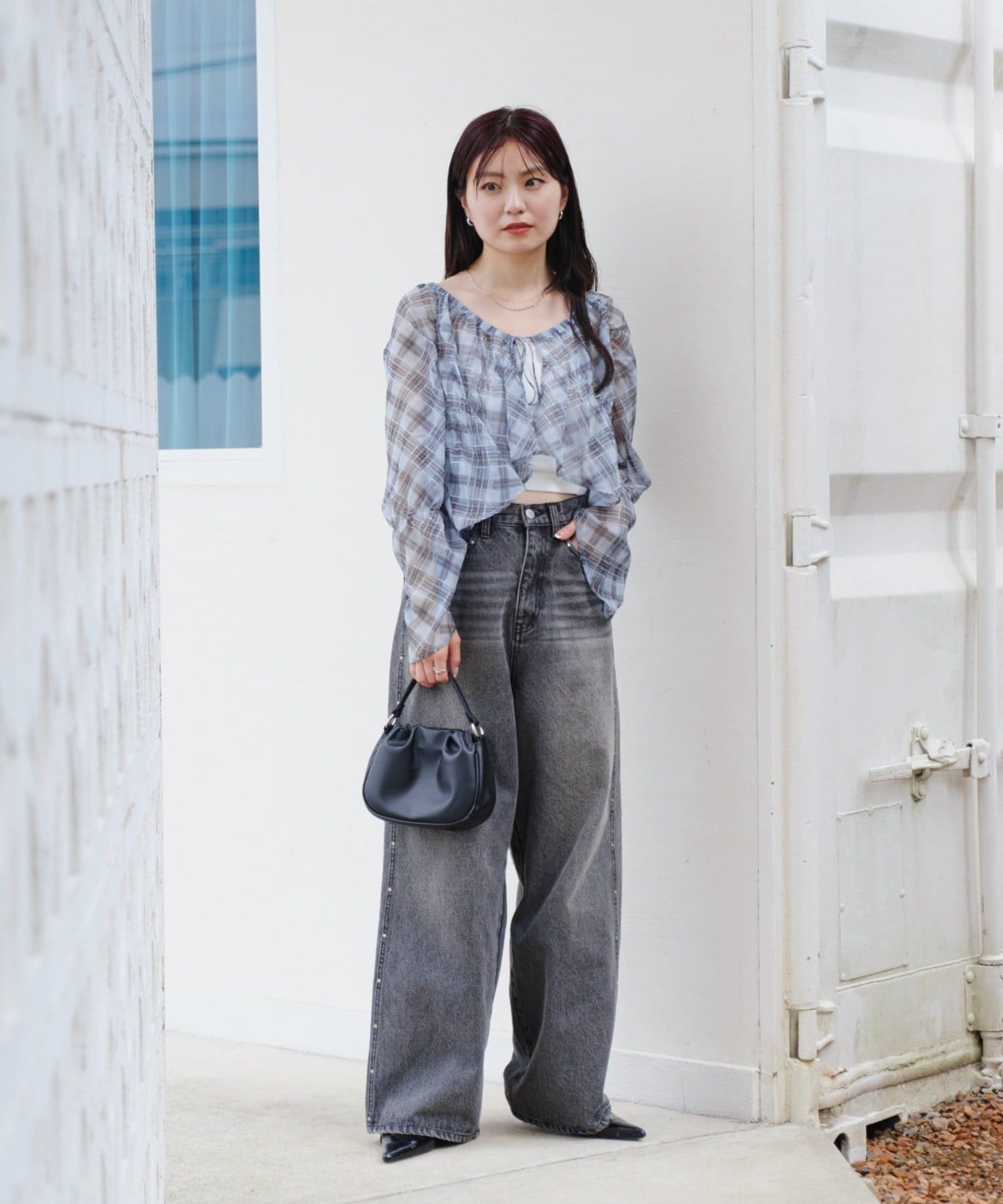 Kastane(カスタネ) 【S.Lサイズ展開】シャーリングシアーブラウス