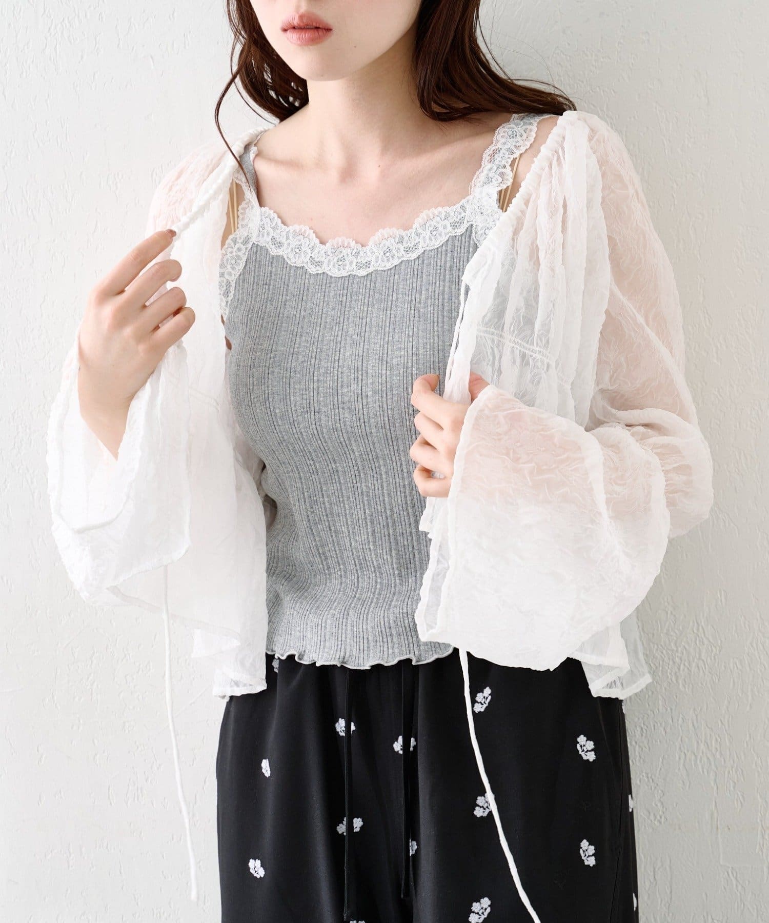 Kastane(カスタネ) 【S.Lサイズ展開】シャーリングシアーブラウス