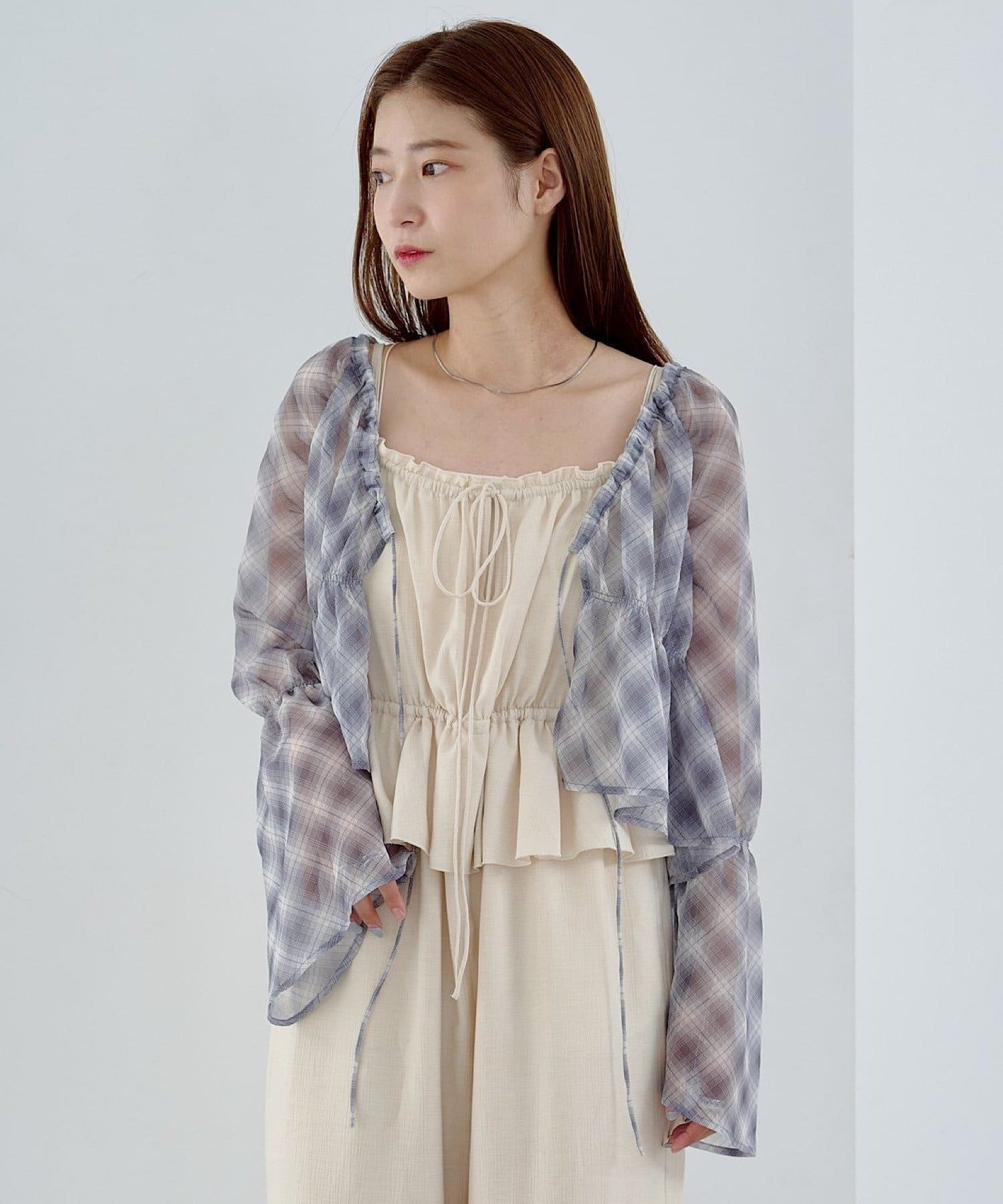 Kastane(カスタネ) 【S.Lサイズ展開】シャーリングシアーブラウス