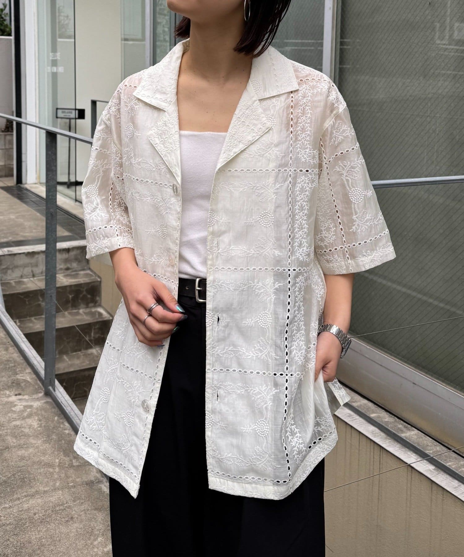 CIAOPANIC TYPY(チャオパニックティピー) 【WEB限】ユニセックスレース刺繍シャツ