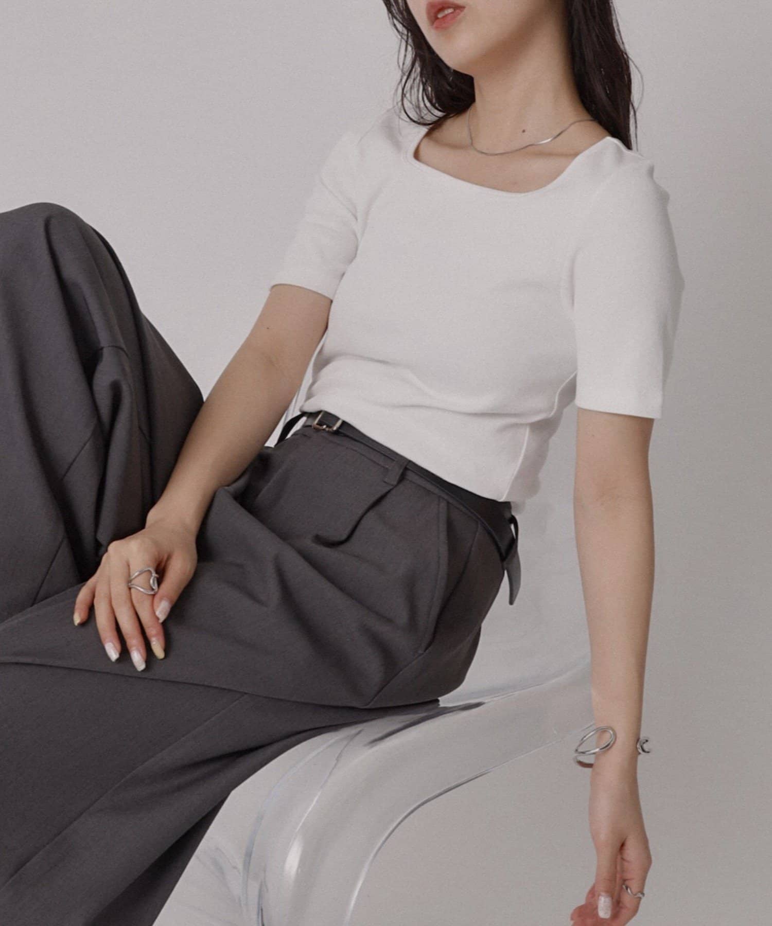 COLONY 2139(コロニー トゥーワンスリーナイン) 多機能テレコスクエアネック半袖Tシャツ