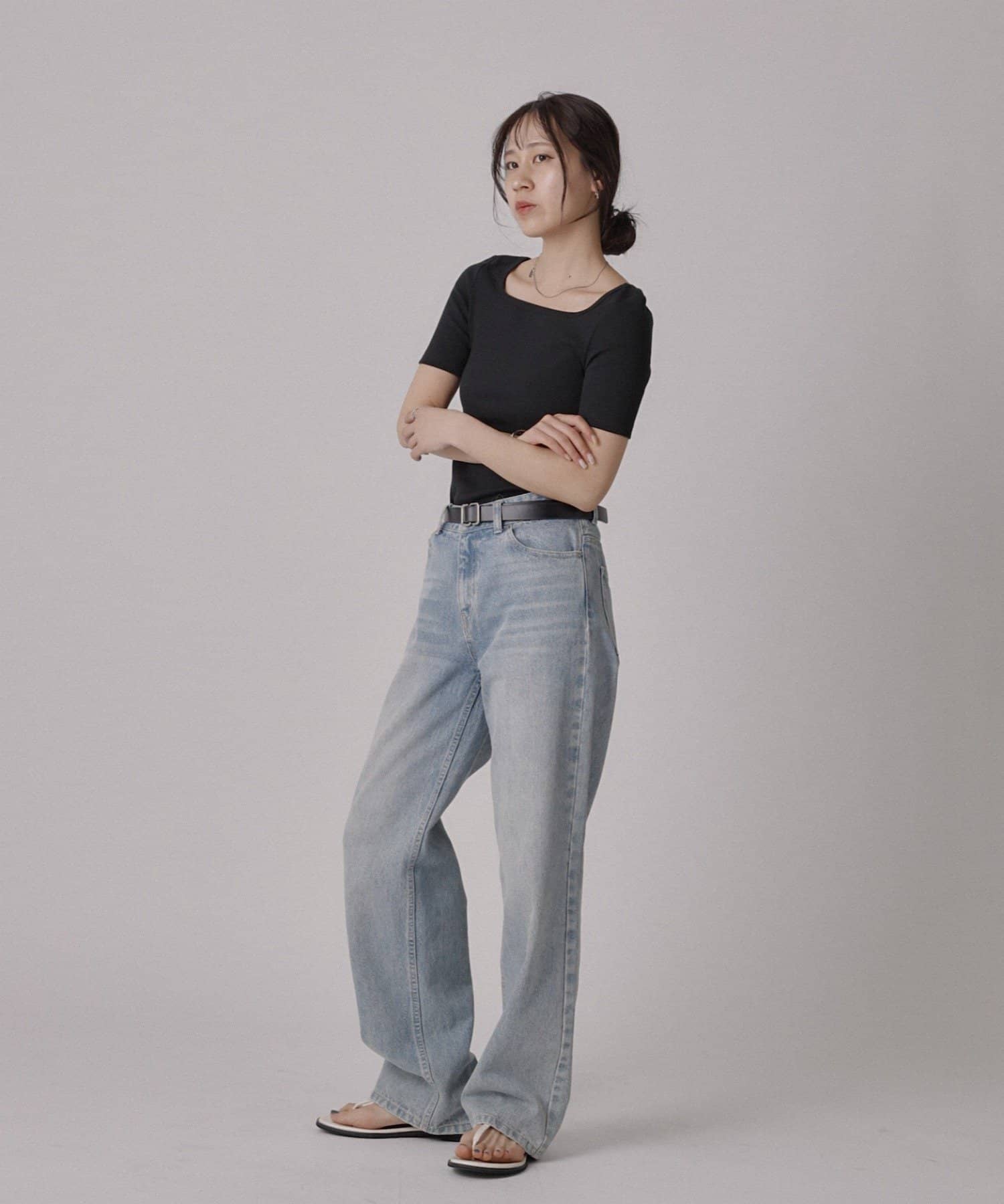 COLONY 2139(コロニー トゥーワンスリーナイン) 多機能テレコスクエアネック半袖Tシャツ