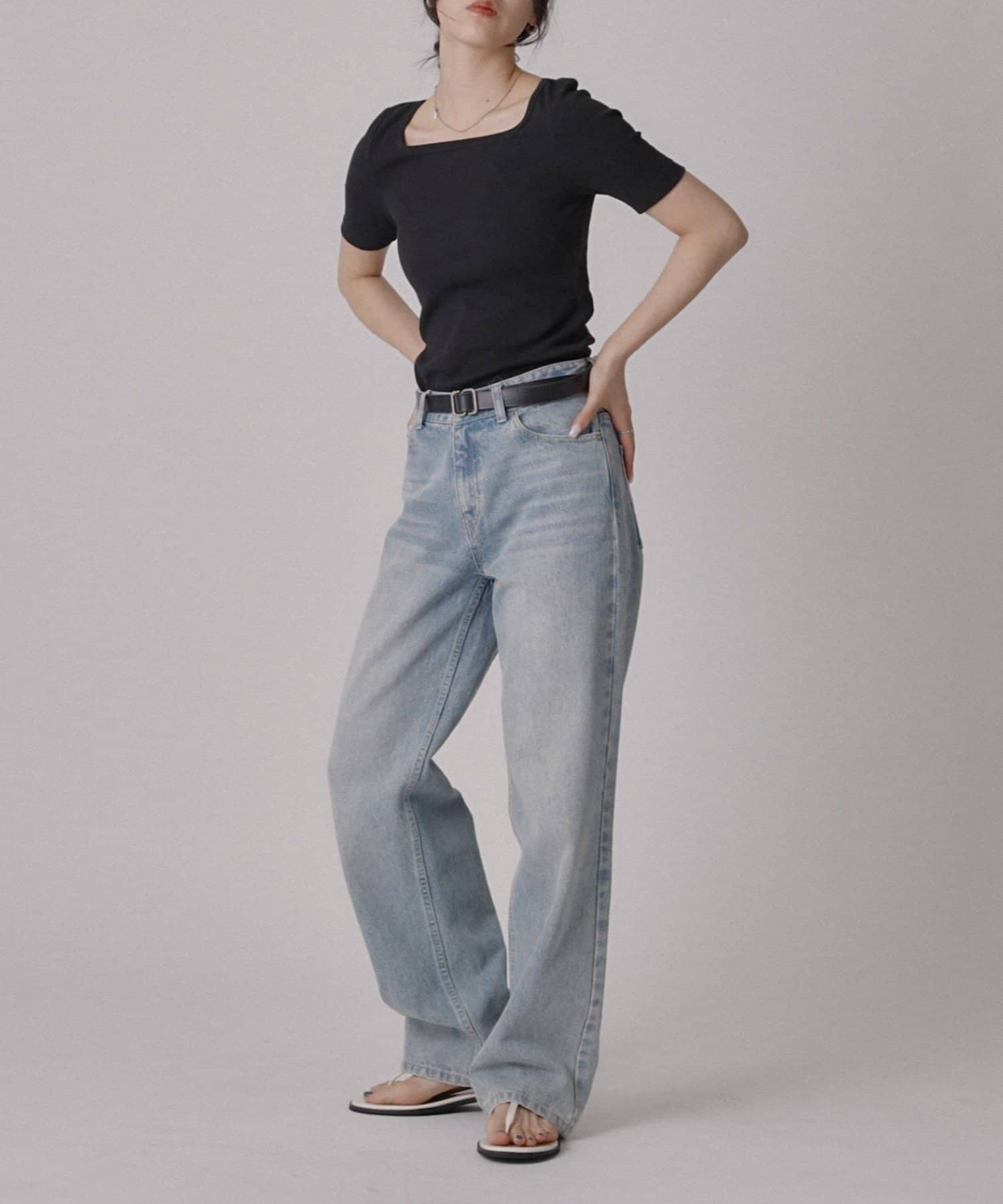 COLONY 2139(コロニー トゥーワンスリーナイン) 多機能テレコスクエアネック半袖Tシャツ