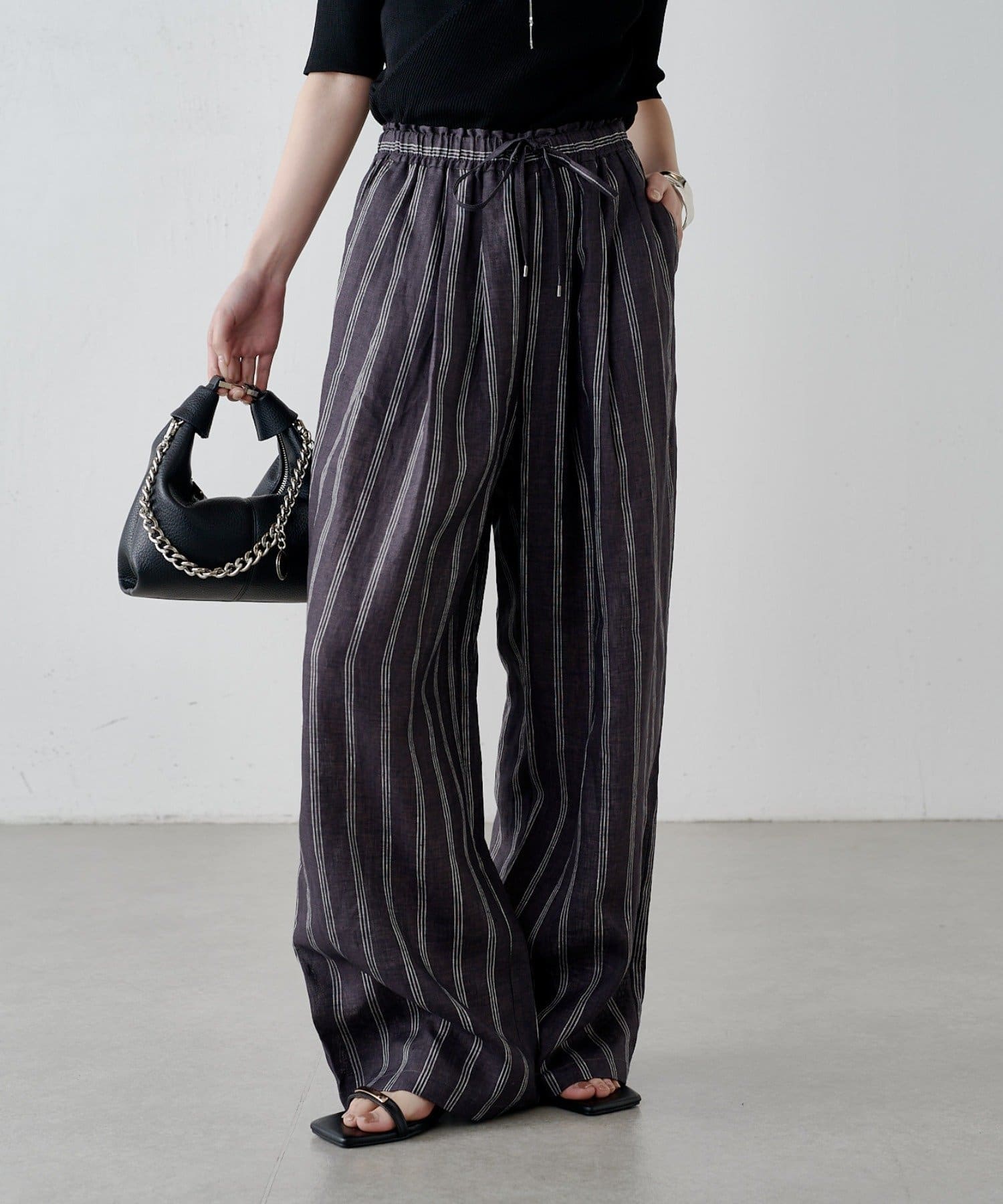 Lui's(ルイス) ストライプリネンイージーパンツ