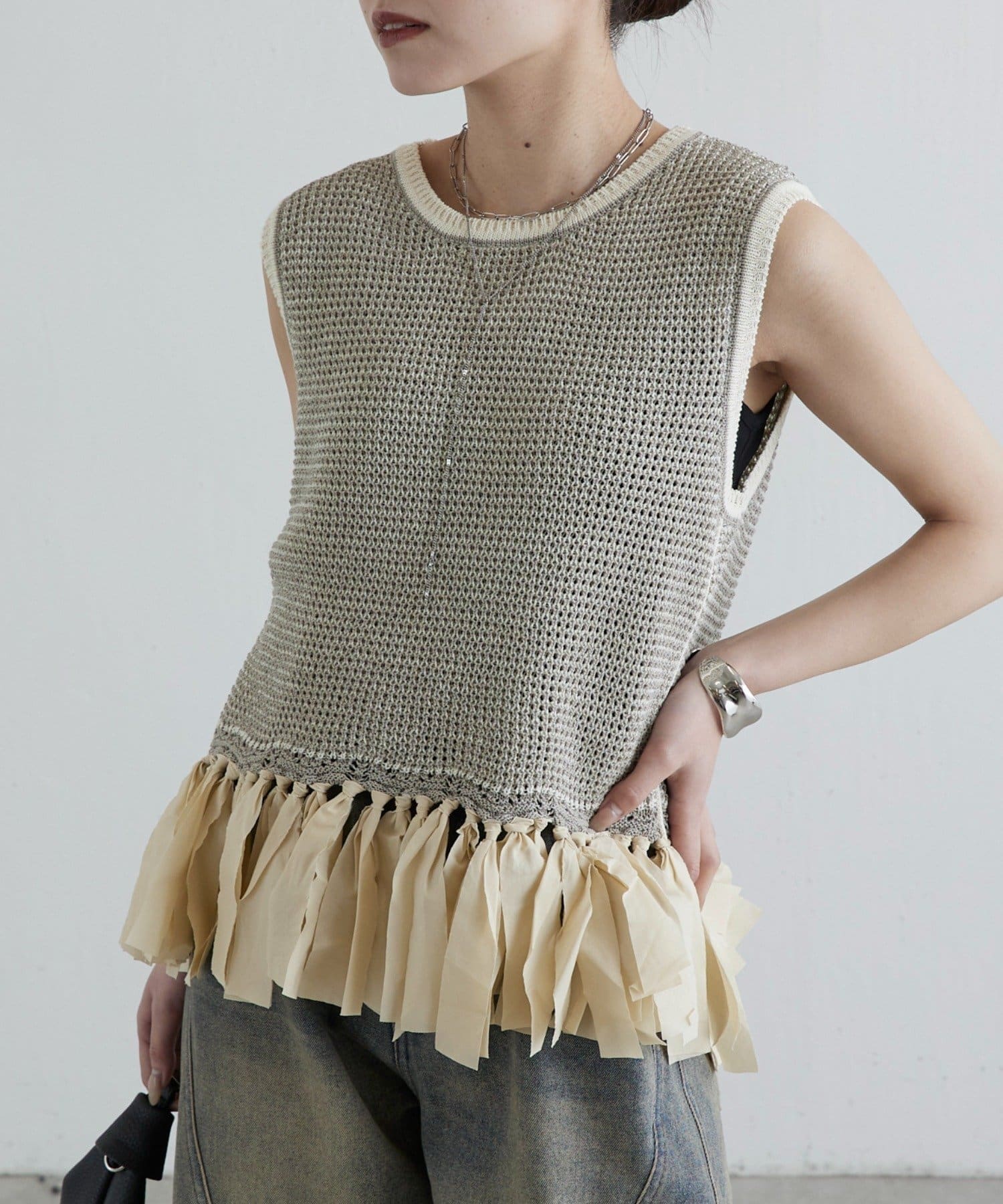 Lui's(ルイス) フリンジジャガードニット