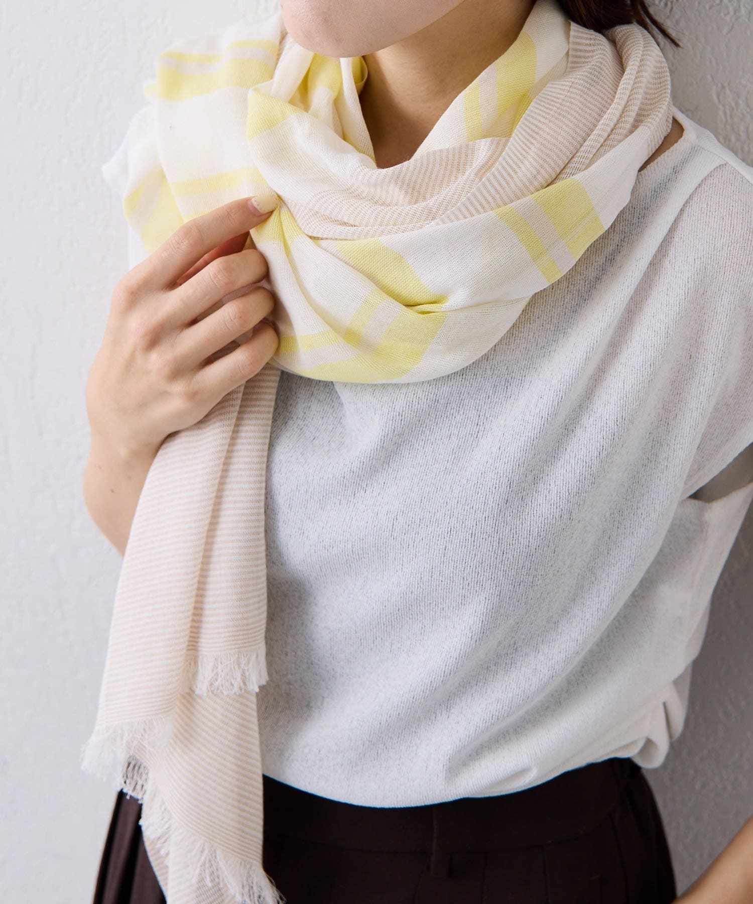 COLLAGE GALLARDAGALANTE(コラージュ ガリャルダガランテ) 【PAPILLONNER/パピヨネ】アシンメトリーボーダーストール