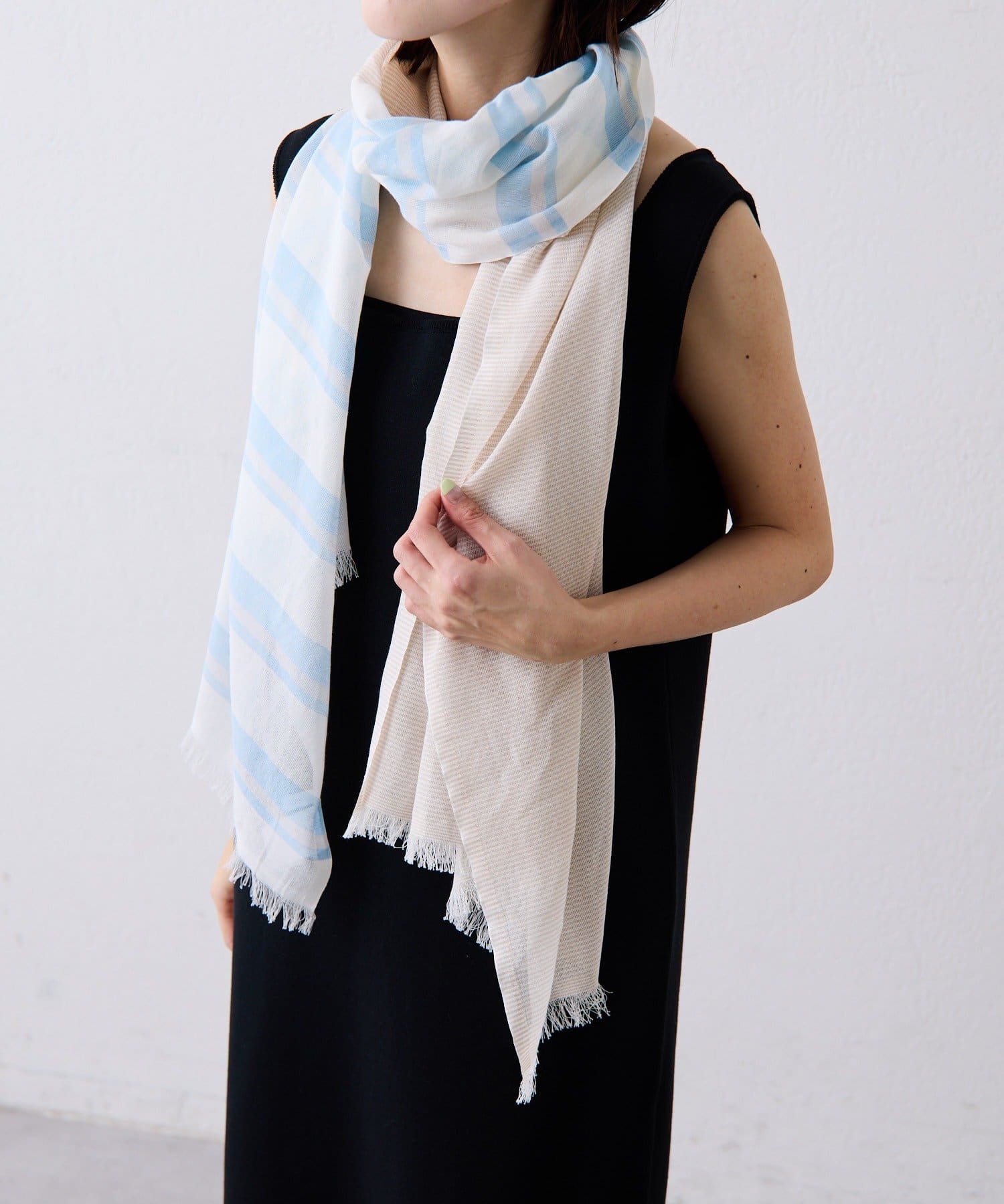 COLLAGE GALLARDAGALANTE(コラージュ ガリャルダガランテ) 【PAPILLONNER/パピヨネ】アシンメトリーボーダーストール