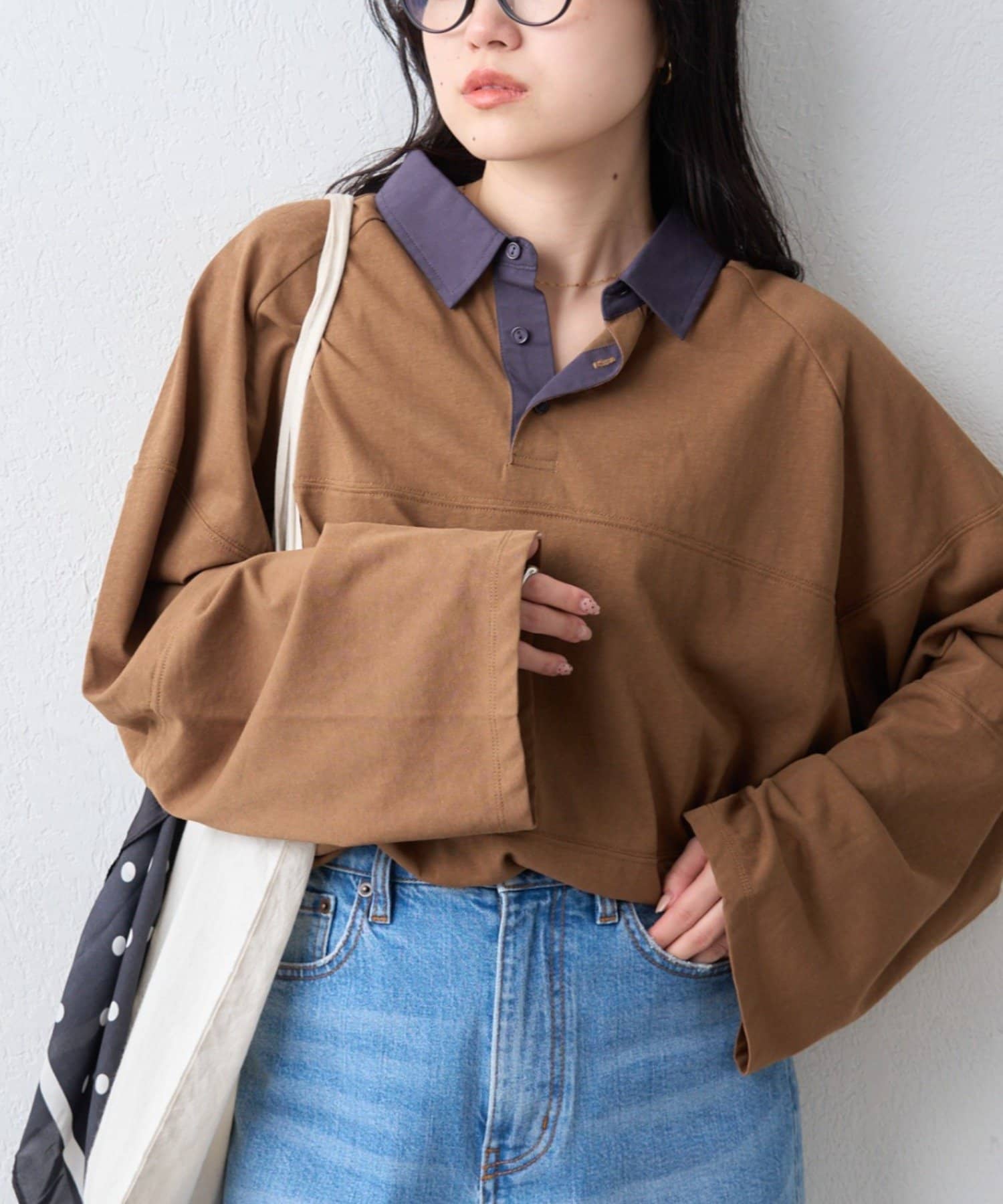 CIAOPANIC TYPY(チャオパニックティピー) W【WEB限定】襟配色カラーシアースラブワイドラガーロンTee