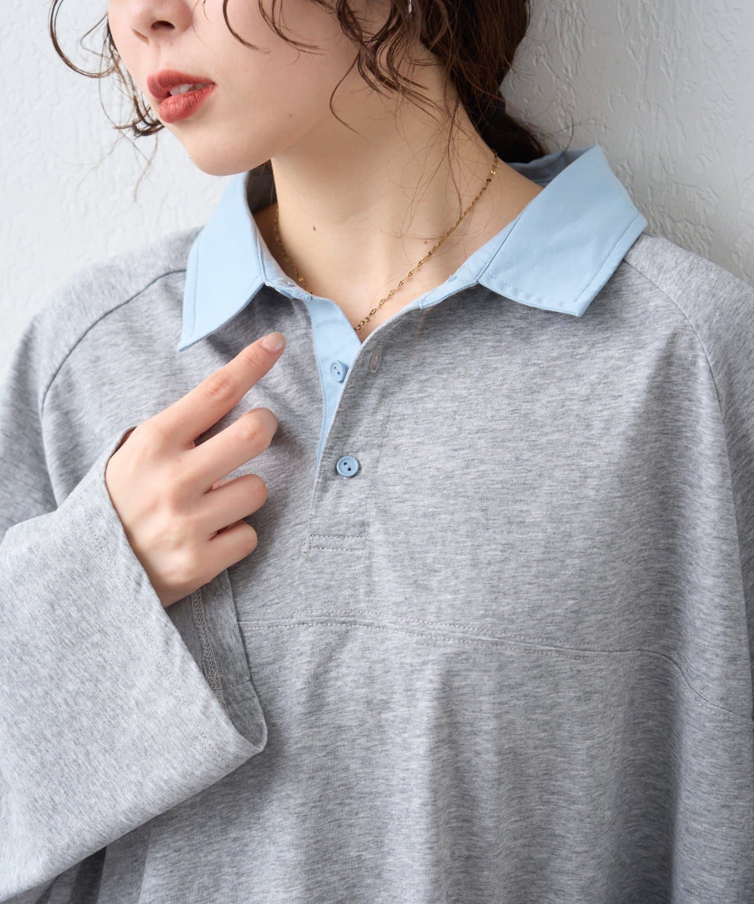 CIAOPANIC TYPY(チャオパニックティピー) W【WEB限定】襟配色カラーシアースラブワイドラガーロンTee