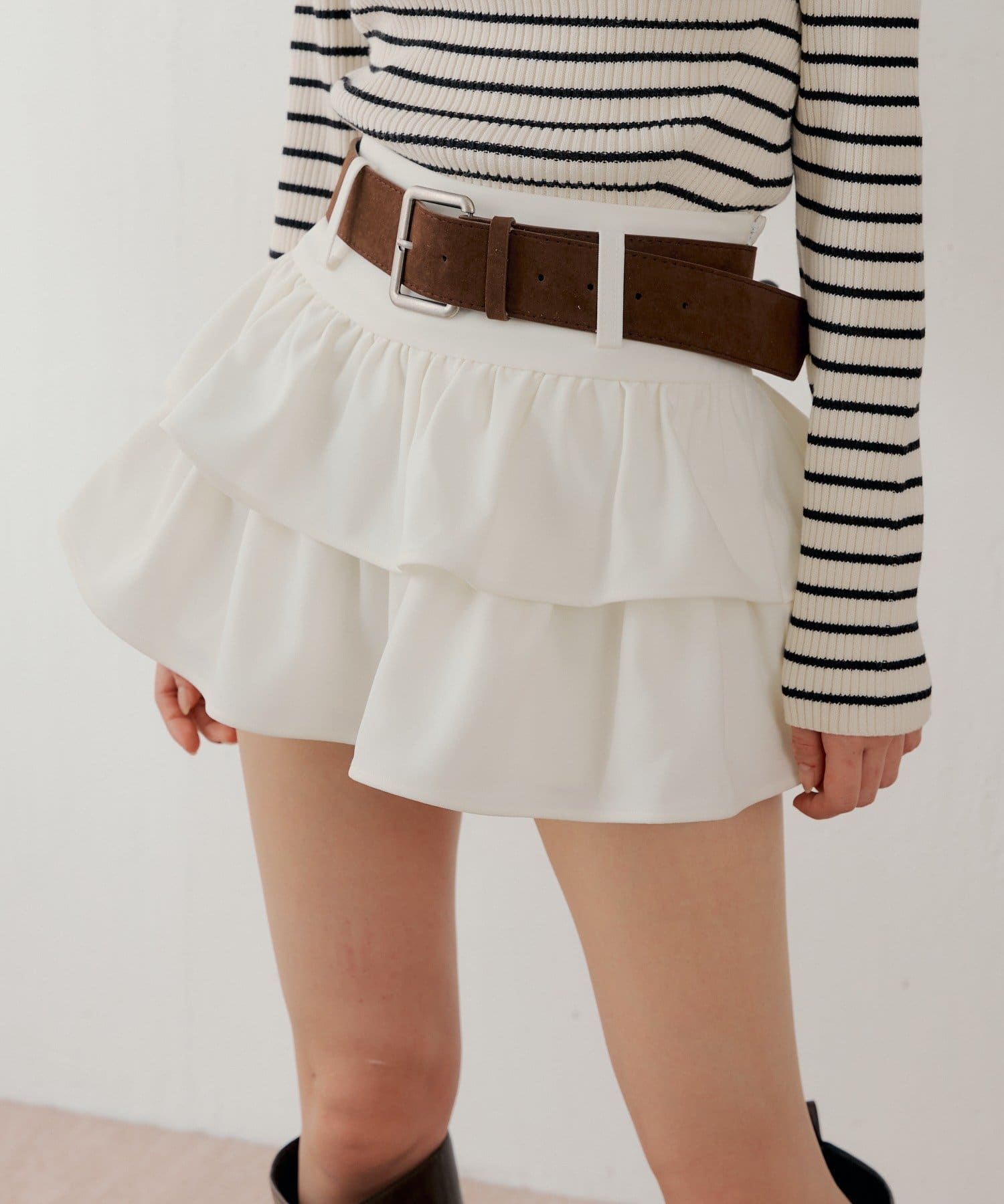 Chico(チコ) 【3/12(木) 0:00～予約開始】ベルト付ローウエストティアードスカート