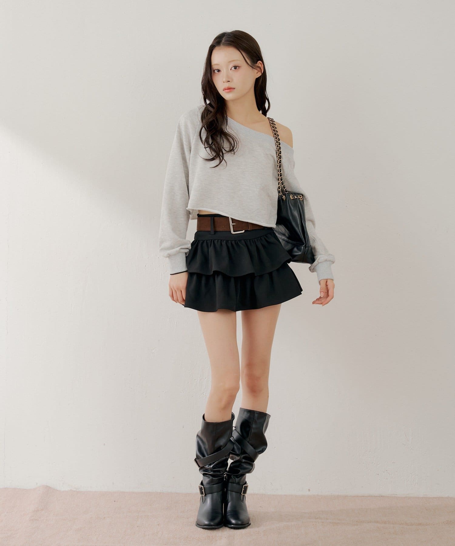 Chico(チコ) 【3/12(木) 0:00～予約開始】ベルト付ローウエストティアードスカート