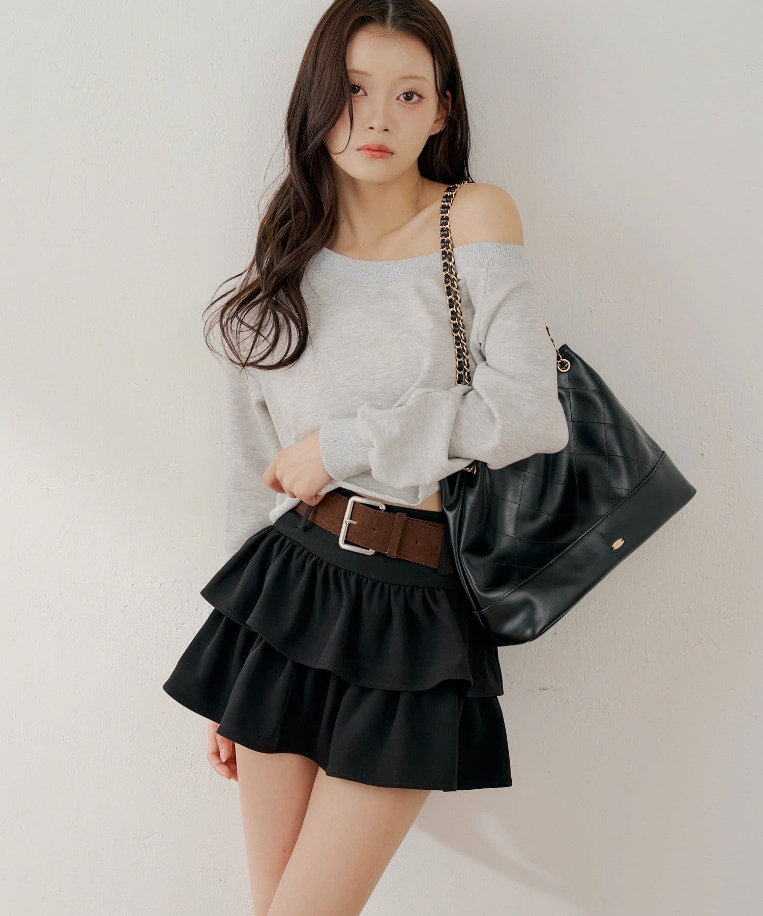 Chico(チコ) 【3/12(木) 0:00～予約開始】ベルト付ローウエストティアードスカート