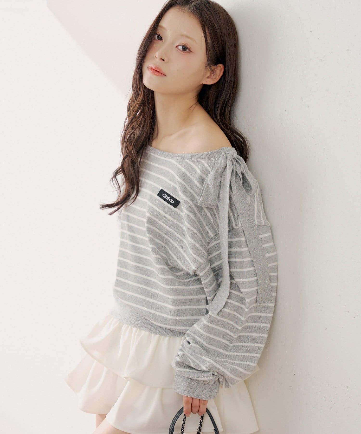 Chico(チコ) 【3/12(木) 0:00～予約開始】ワンショルボーダーニット