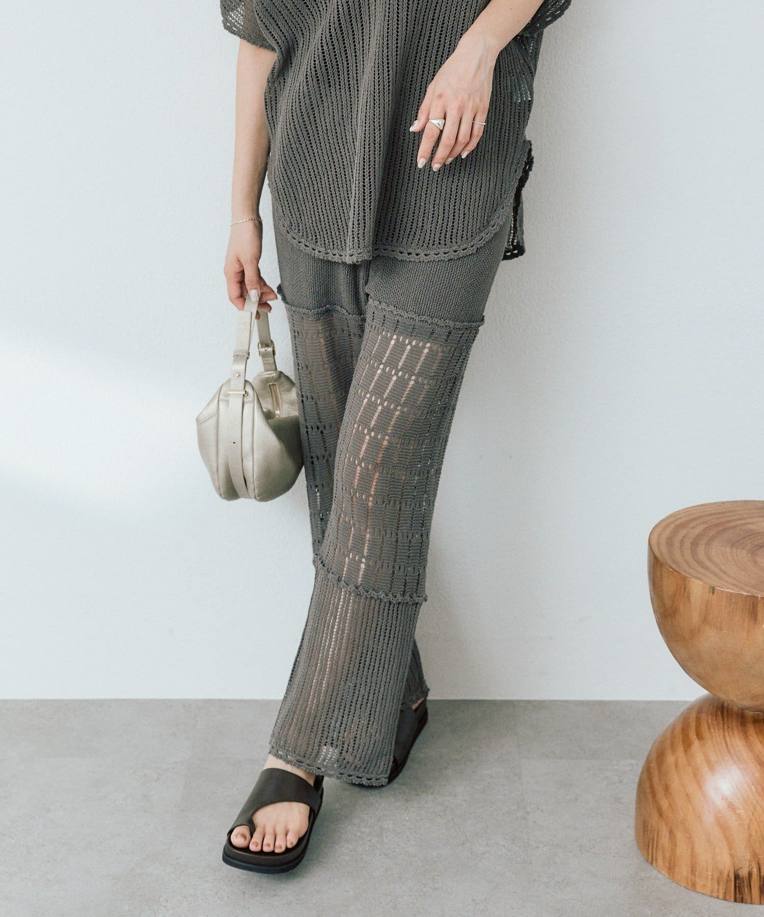 RIVE DROITE(リヴドロワ) 予約【à Nice （ア ・ニース）】クロシェトリムニットパンツ/5月下旬お届け予定