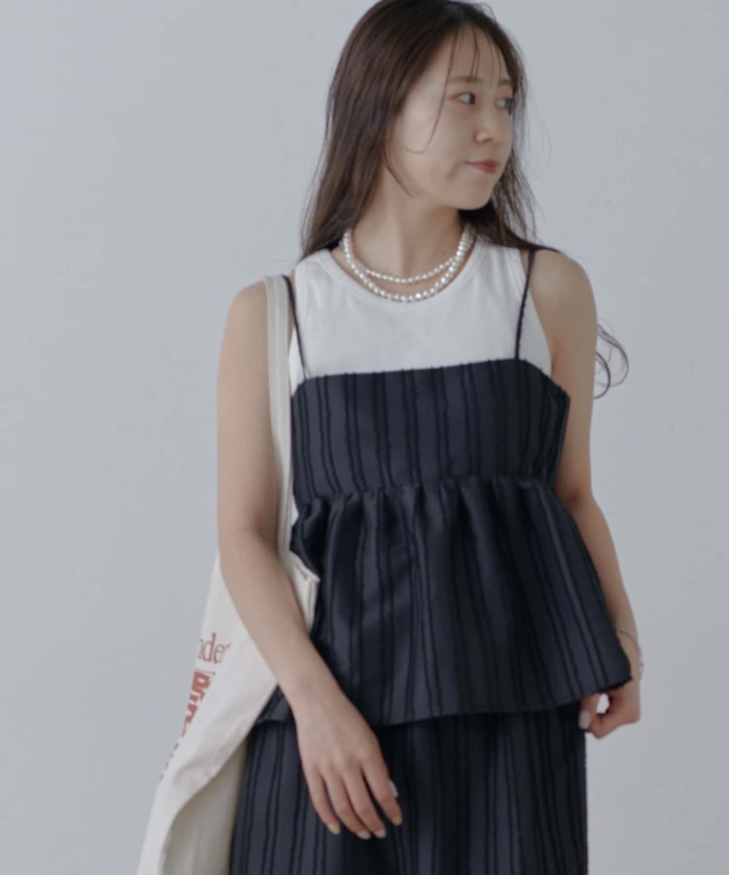 COLONY 2139(コロニー トゥーワンスリーナイン) 【セットアップ対応】フリンジストライプジャガードキャミビスチェ