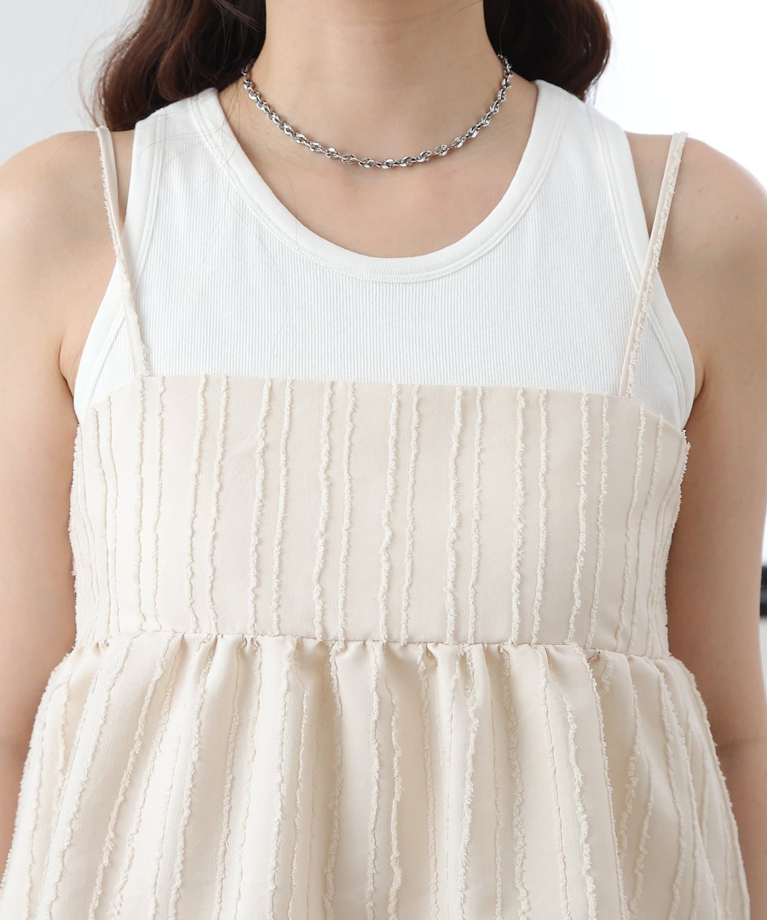 COLONY 2139(コロニー トゥーワンスリーナイン) 【セットアップ対応】フリンジストライプジャガードキャミビスチェ