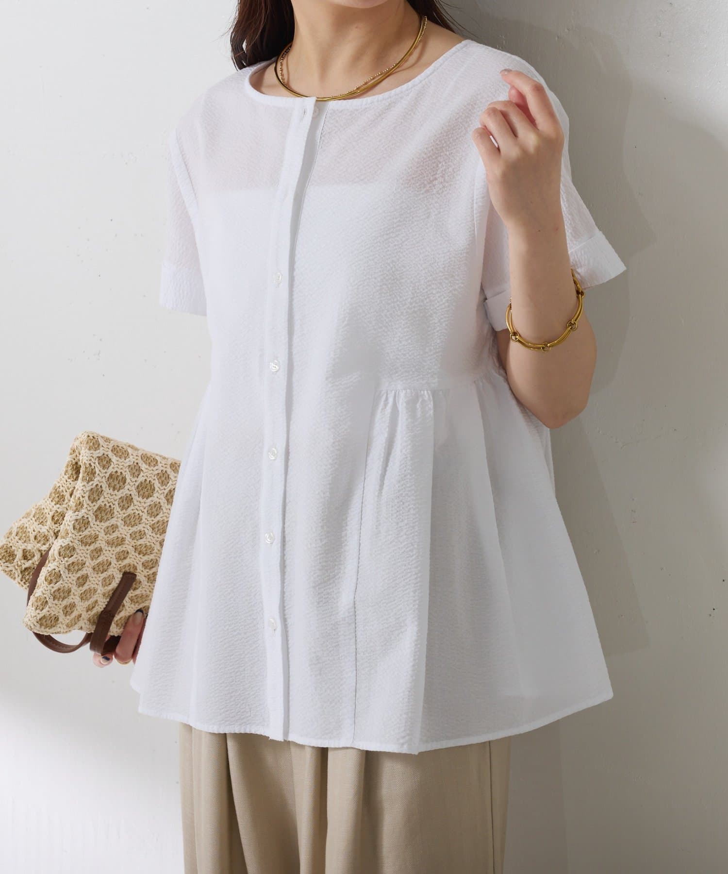 COLLAGE GALLARDAGALANTE(コラージュ ガリャルダガランテ) 【リバイバル/体型カバー】3WAYサッカーブラウス