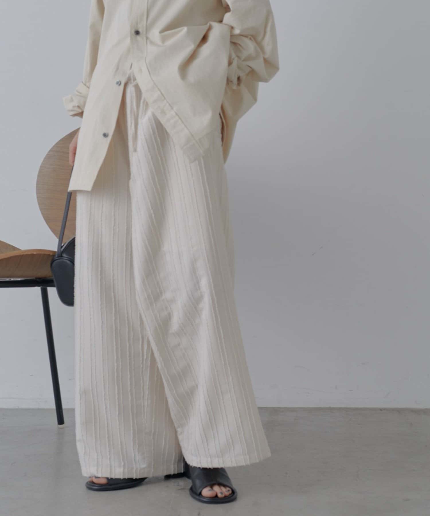 COLONY 2139(コロニー トゥーワンスリーナイン) 【セットアップ対応】フリンジストライプジャガードワイドパンツ