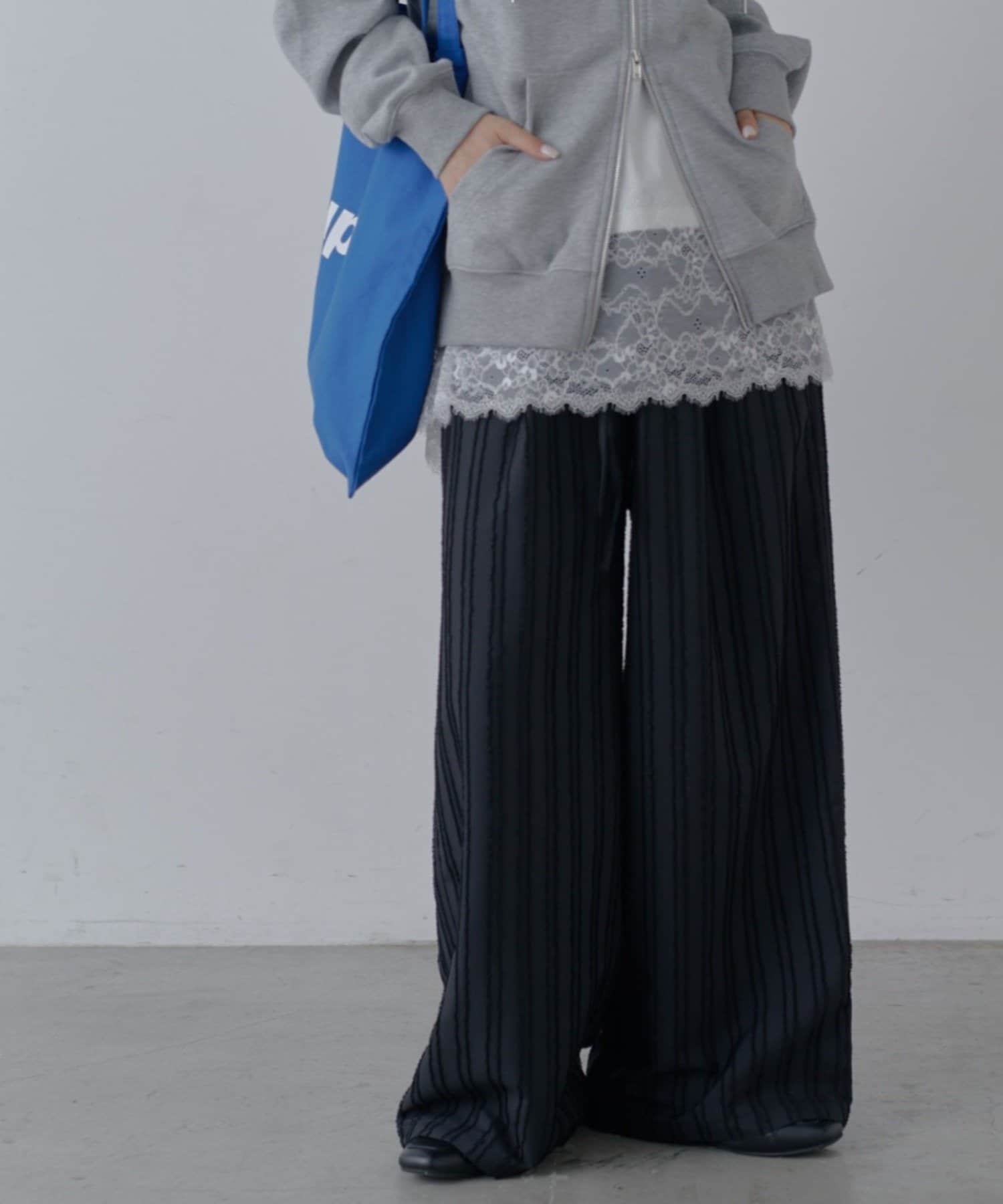 COLONY 2139(コロニー トゥーワンスリーナイン) 【セットアップ対応】フリンジストライプジャガードワイドパンツ