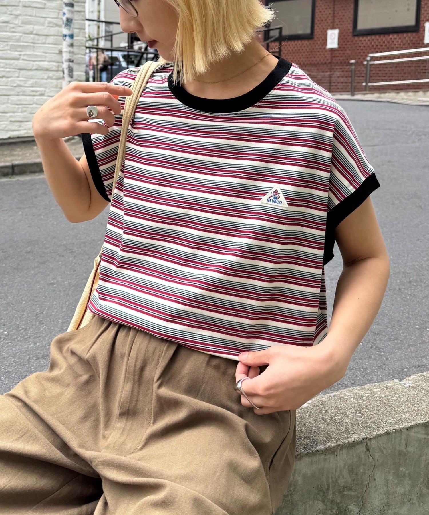 CIAOPANIC TYPY(チャオパニックティピー) 【GEVACO/ゲバコ】クルーネックフレンチスリーブTEE