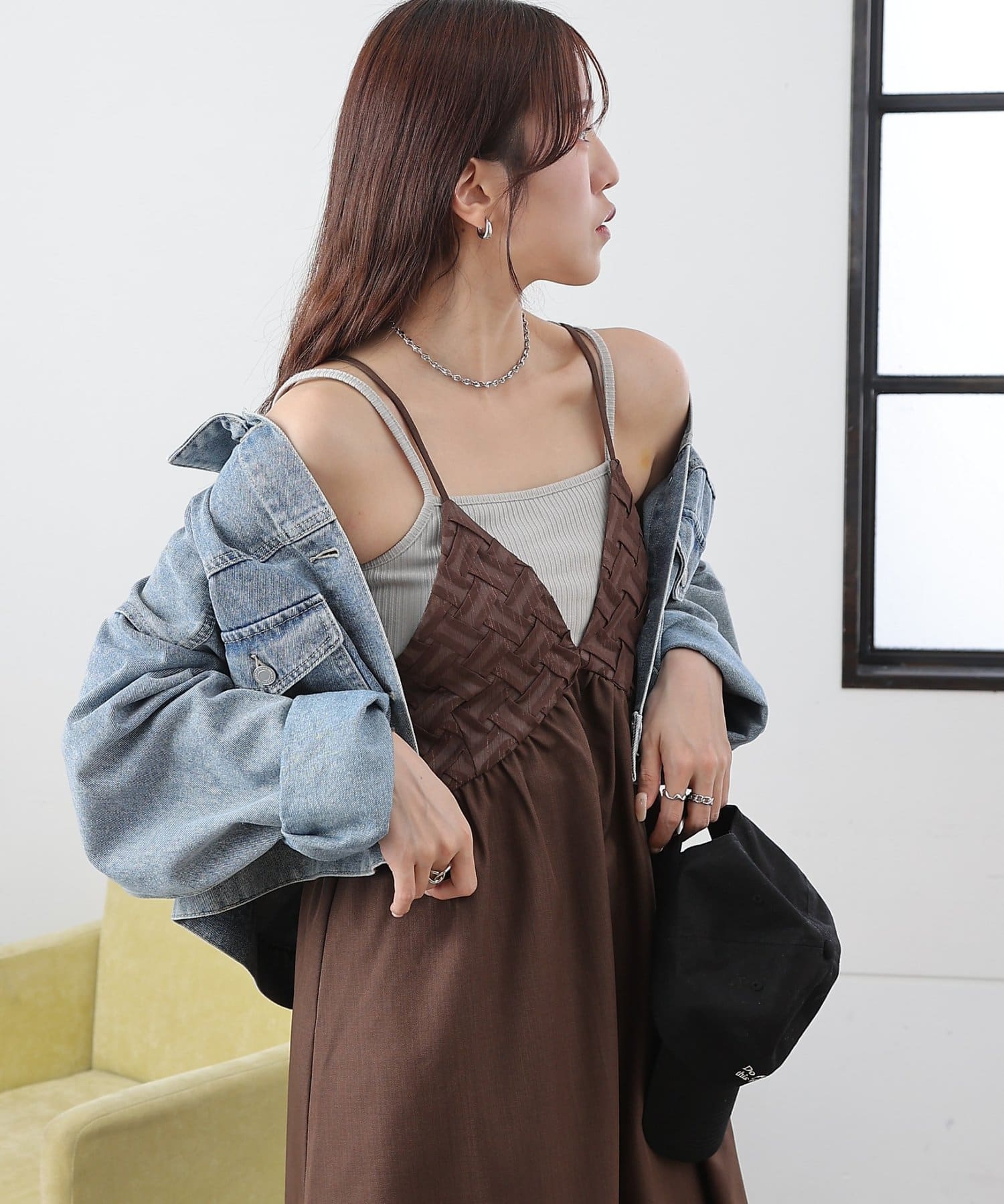 COLONY 2139(コロニー トゥーワンスリーナイン) 異素材ドッキングキャミワンピース