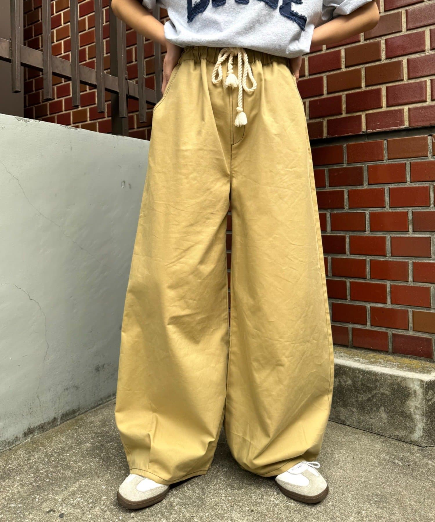 CIAOPANIC TYPY(チャオパニックティピー) 【UNISEX】【プラスサイズあり】接触冷感配色ステッチカーブパンツ