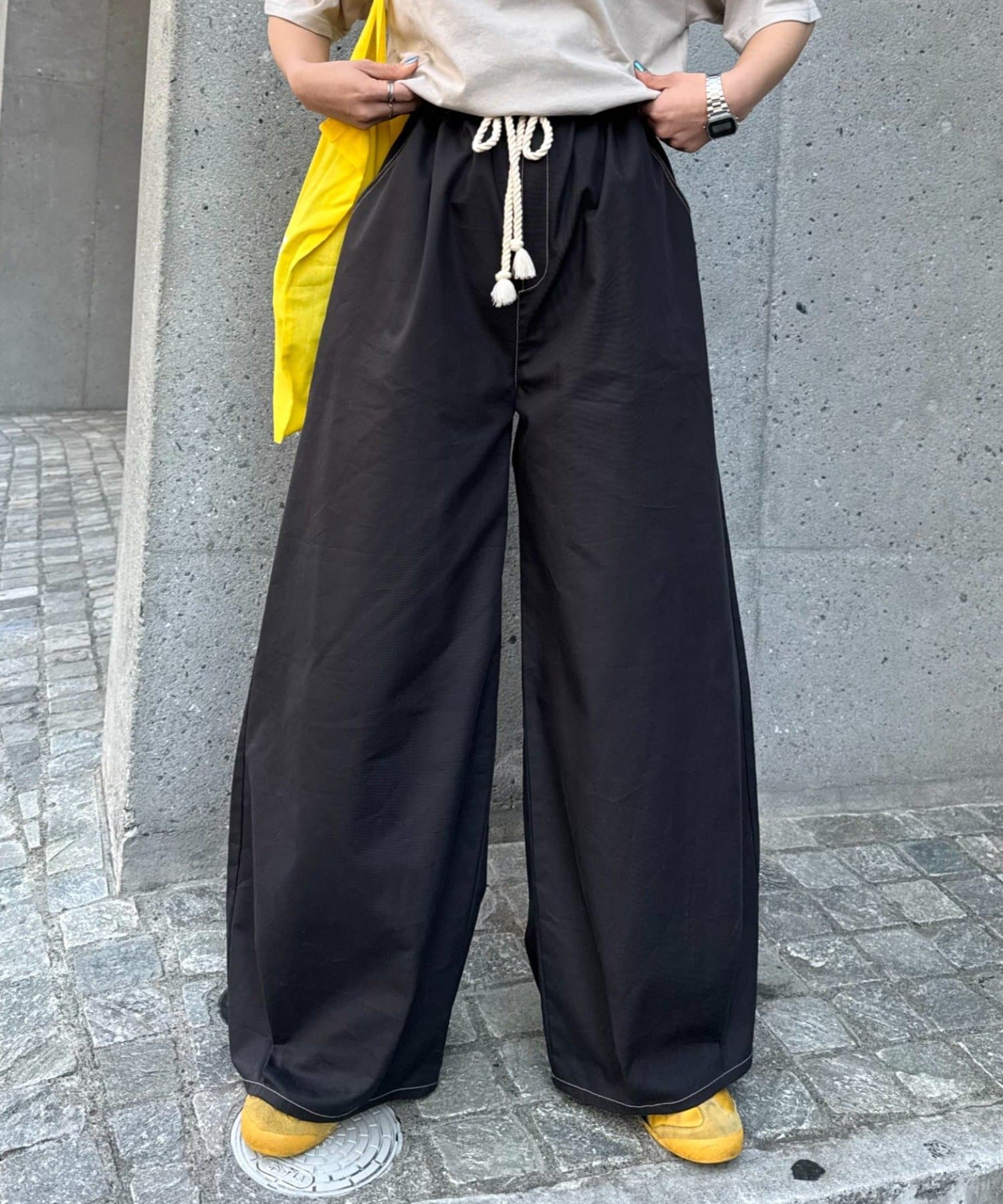 CIAOPANIC TYPY(チャオパニックティピー) 【UNISEX】【プラスサイズあり】接触冷感配色ステッチカーブパンツ