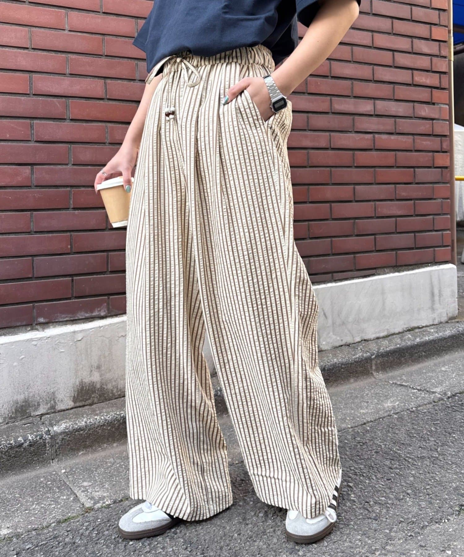 CIAOPANIC TYPY(チャオパニックティピー) 【UNISEX】【プラスサイズあり】ストライプイージーパジャマパンツ