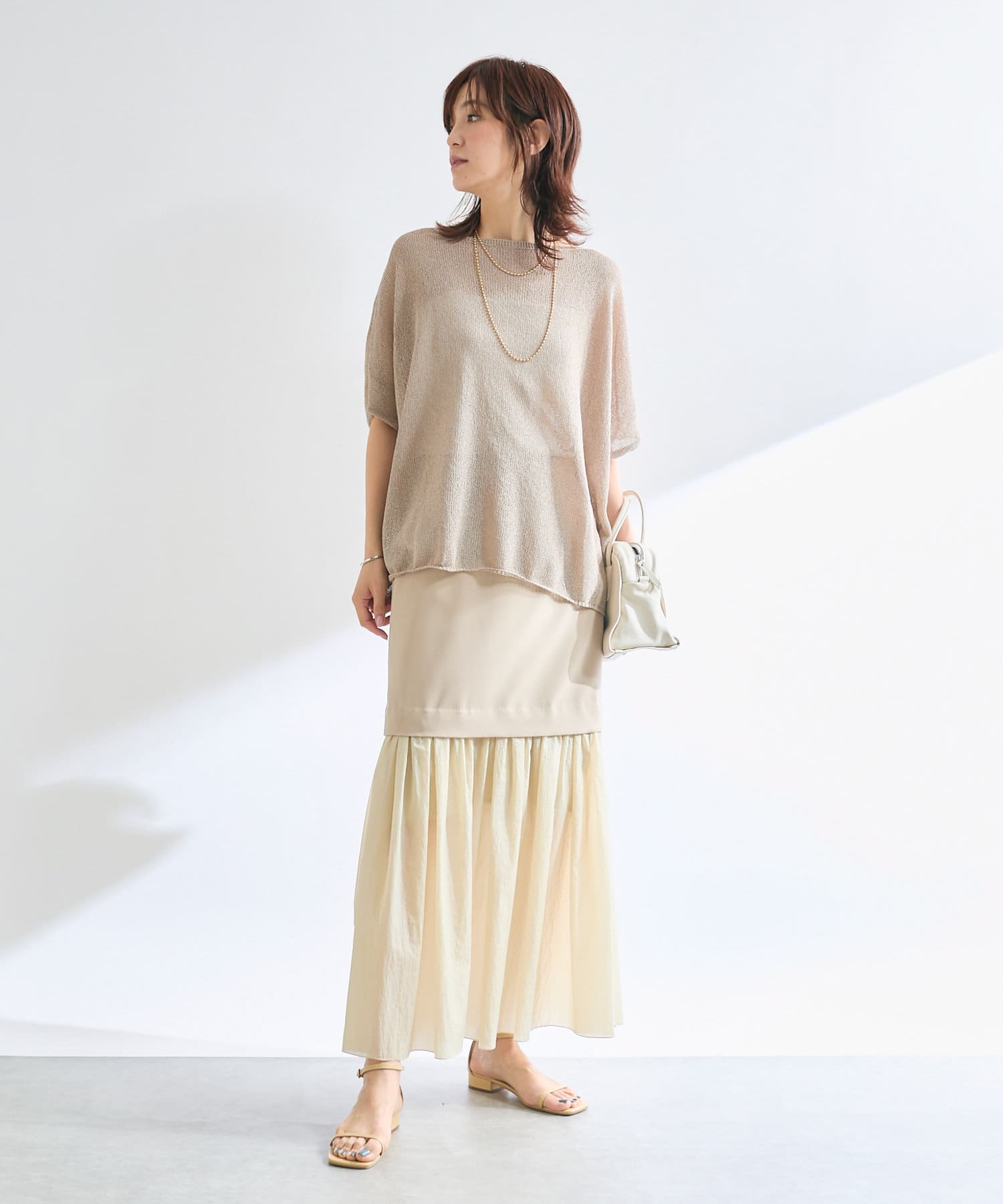 OUTLET(アウトレット) 【RIVE DROITE】シアー切替ギャザーマーメイドスカート