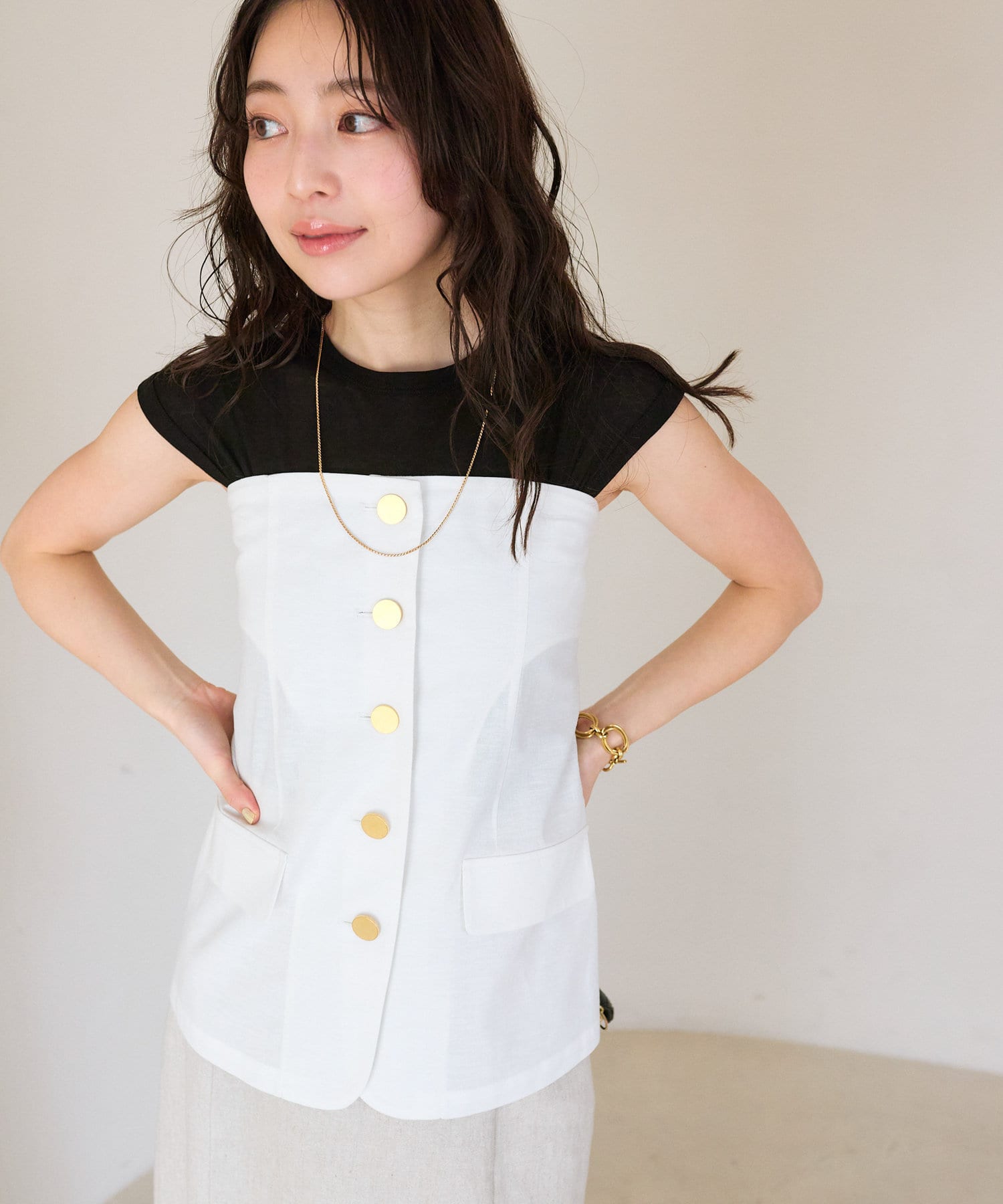 OUTLET(アウトレット) 【La boutique BonBon】コットン麻ビスチェ