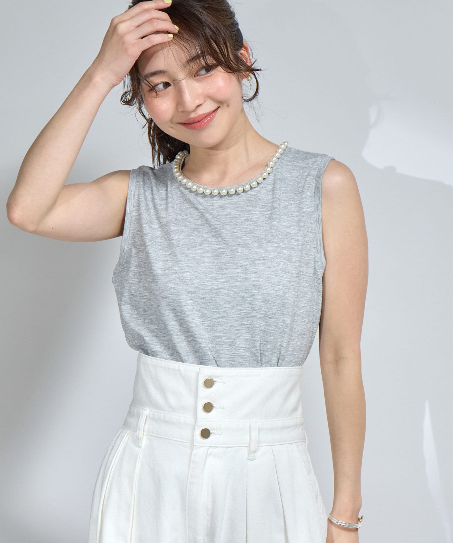 OUTLET(アウトレット) 【La boutique BonBon】パール付きタンク