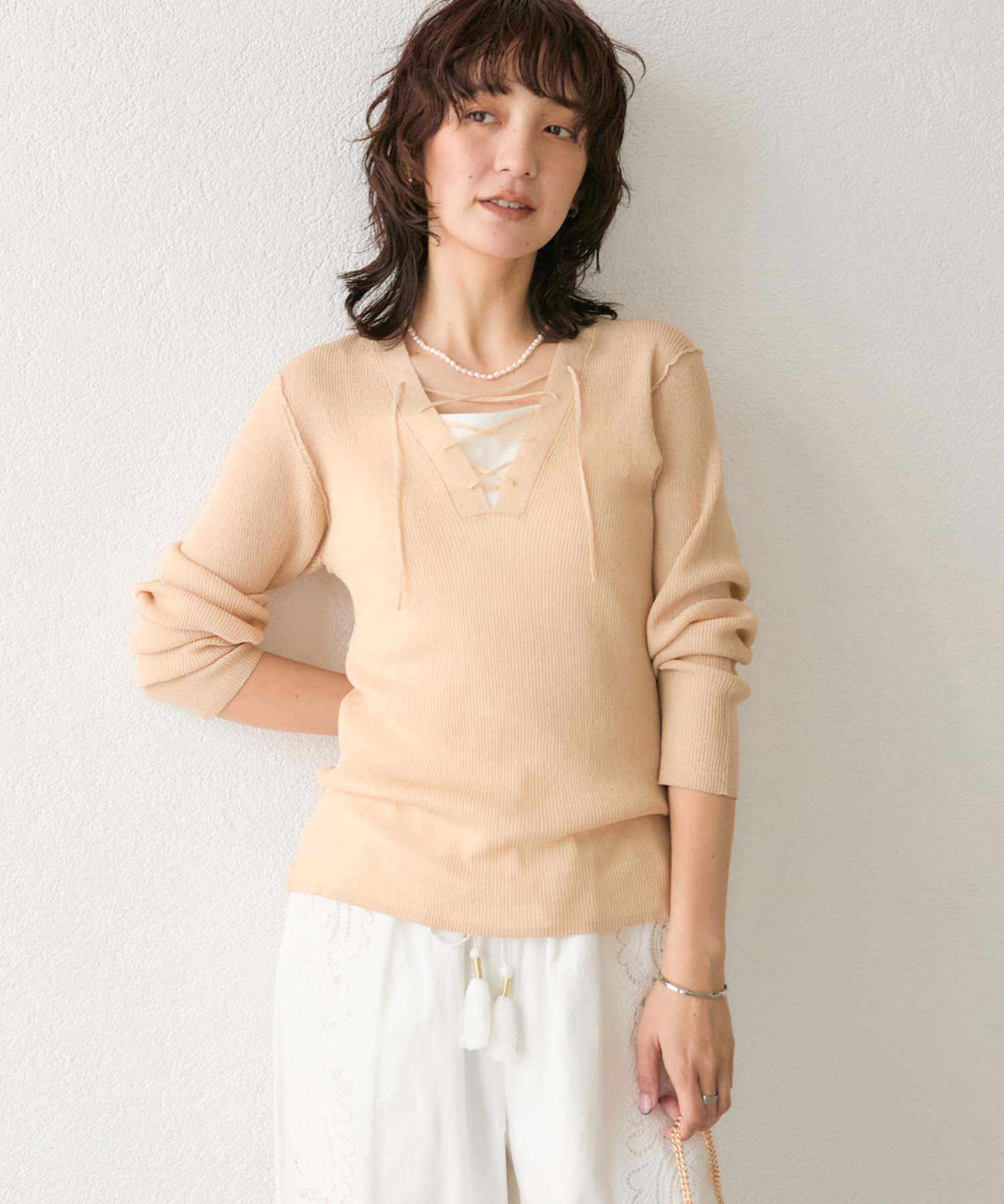 OUTLET(アウトレット) 【RIVE DROITE】レースアップニット