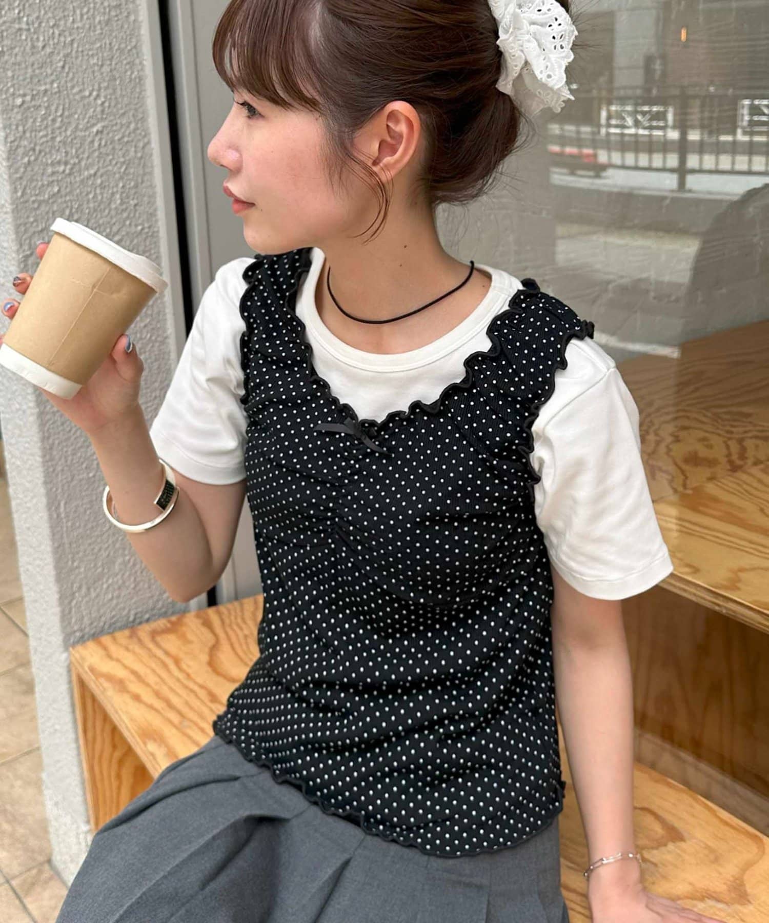 DISCOAT(ディスコート) 【umm.】メロー前リボンタンク