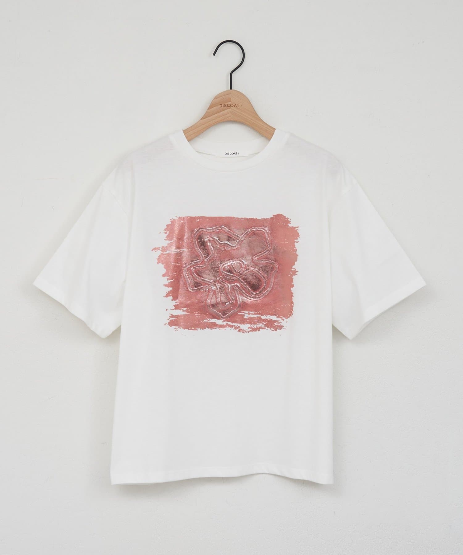 DISCOAT(ディスコート) 【WEB限定】花モチーフ箔プリントTシャツ
