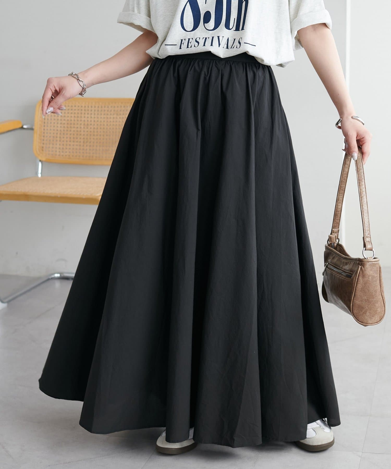 DISCOAT(ディスコート) ギャザーフレアスカート