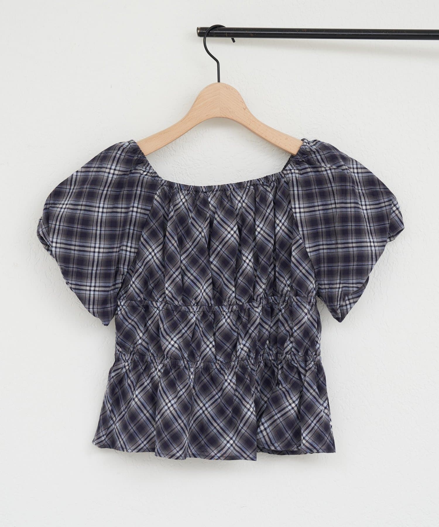 DISCOAT(ディスコート) 【umm.】チェック柄バルーンブラウス