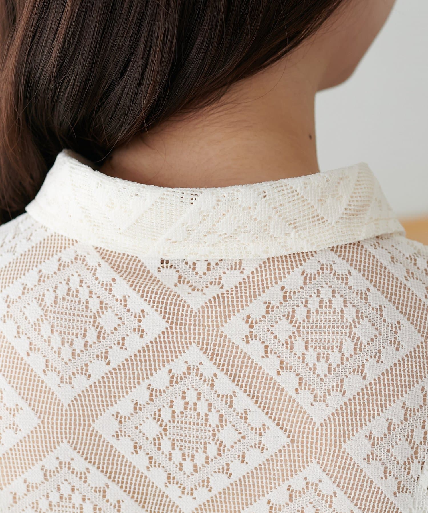 DISCOAT(ディスコート) 【WEB限定】ダイヤ柄レースシャツ