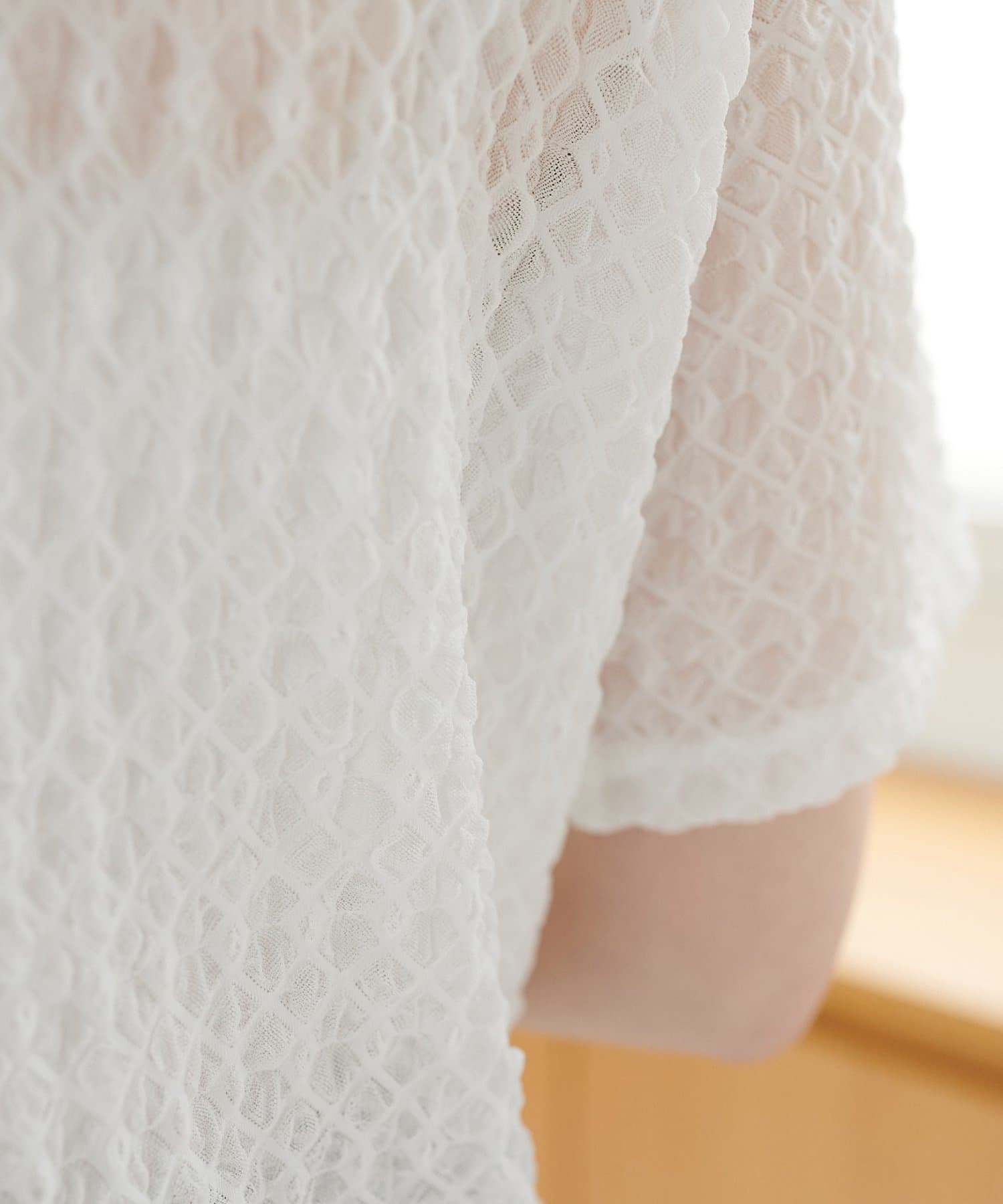 DISCOAT(ディスコート) 【WEB限定】ジャガードドレープ半袖プルオーバー