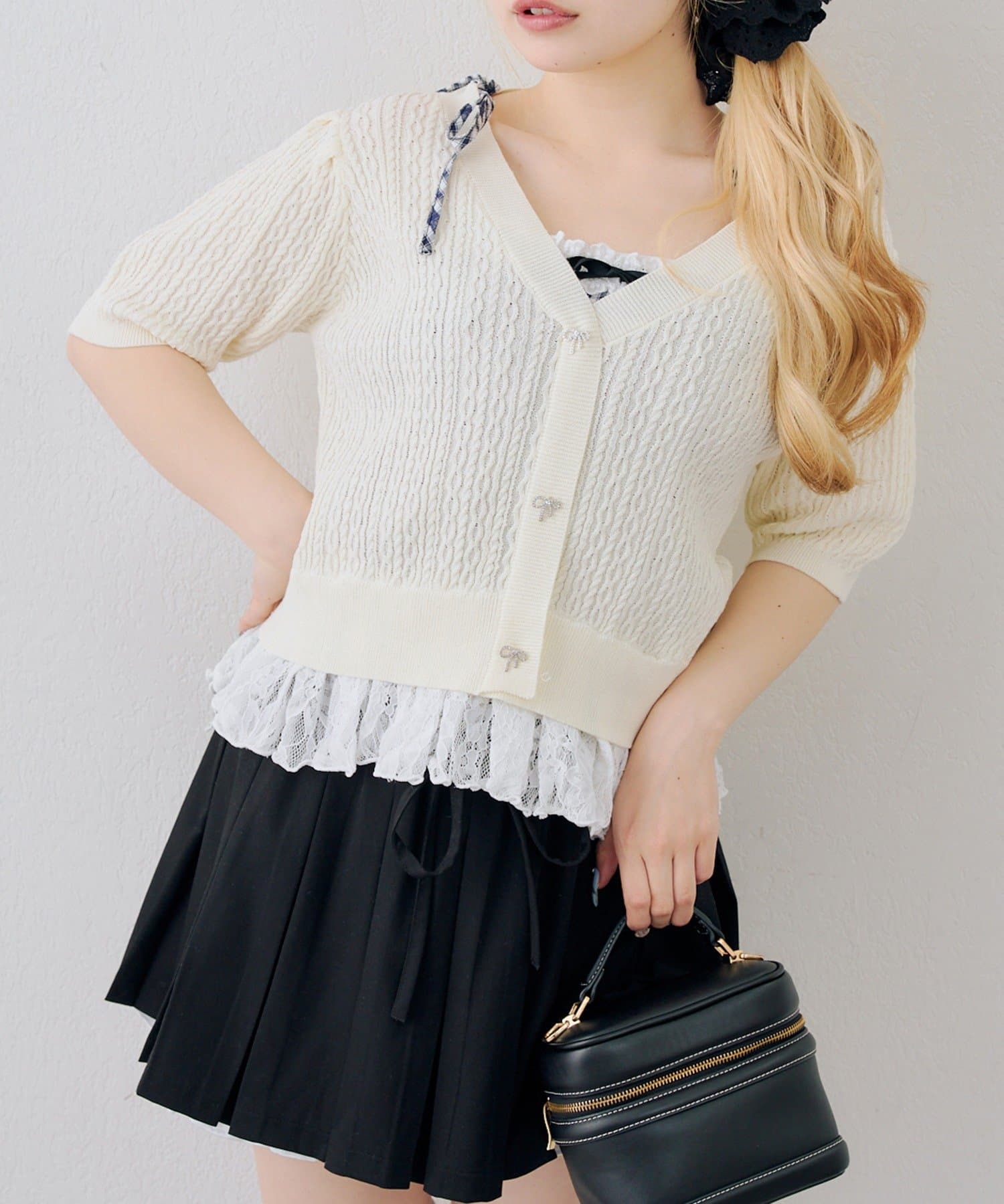 NICE CLAUP / OLIVE des OLIVE OUTLET(ナイスクラップ  / オリーブ デ オリーブ アウトレット) 【continuer】裾レースベビーケーブルニット