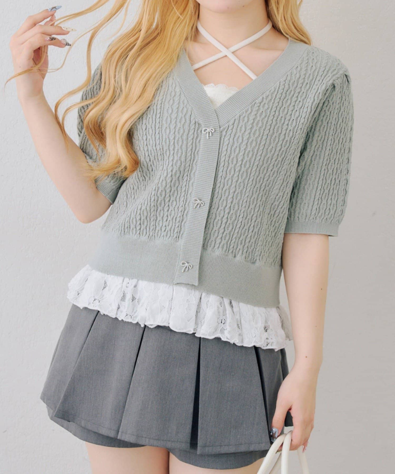 NICE CLAUP / OLIVE des OLIVE OUTLET(ナイスクラップ  / オリーブ デ オリーブ アウトレット) 【continuer】裾レースベビーケーブルニット