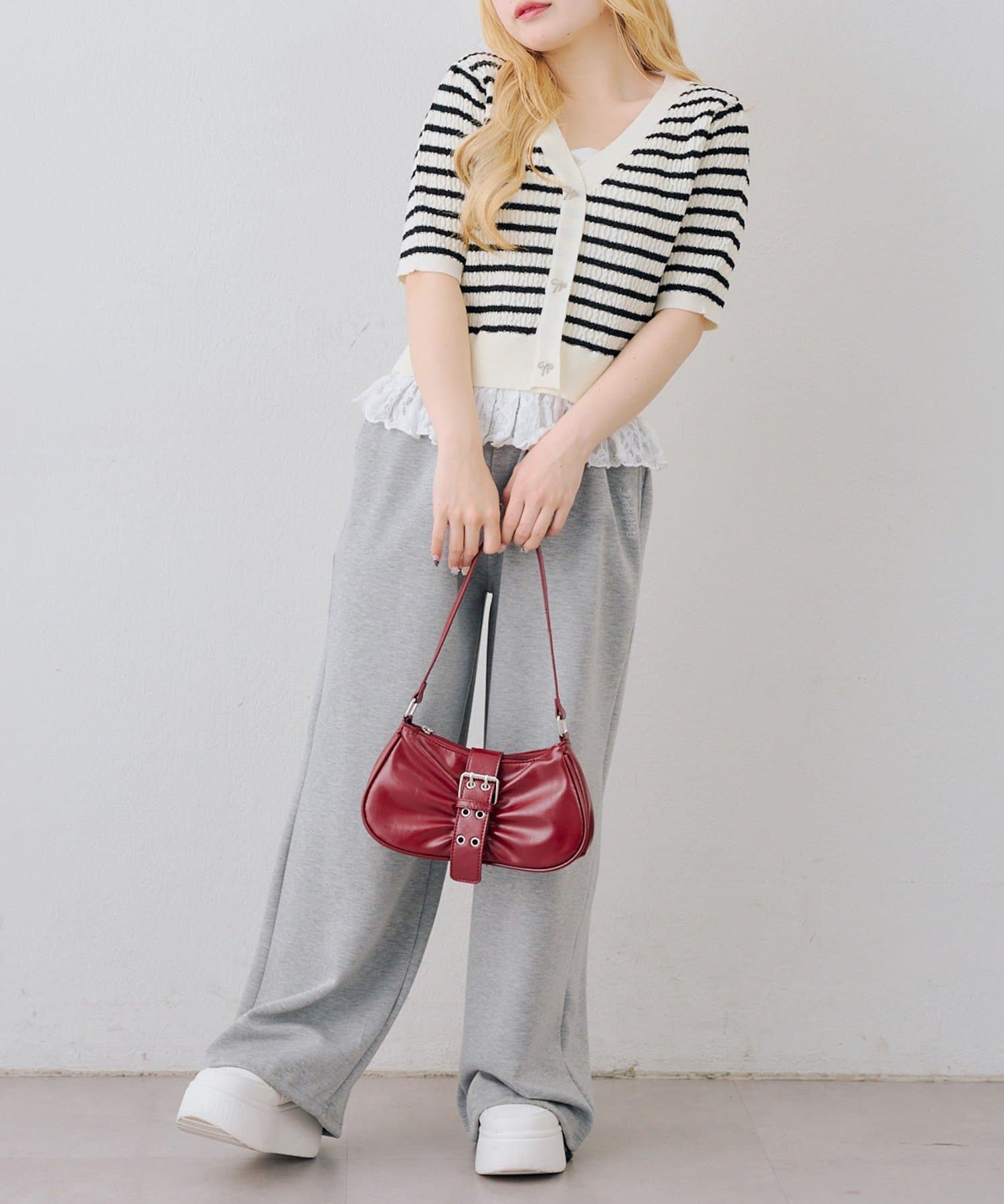 NICE CLAUP / OLIVE des OLIVE OUTLET(ナイスクラップ  / オリーブ デ オリーブ アウトレット) 【continuer】裾レースベビーケーブルニット