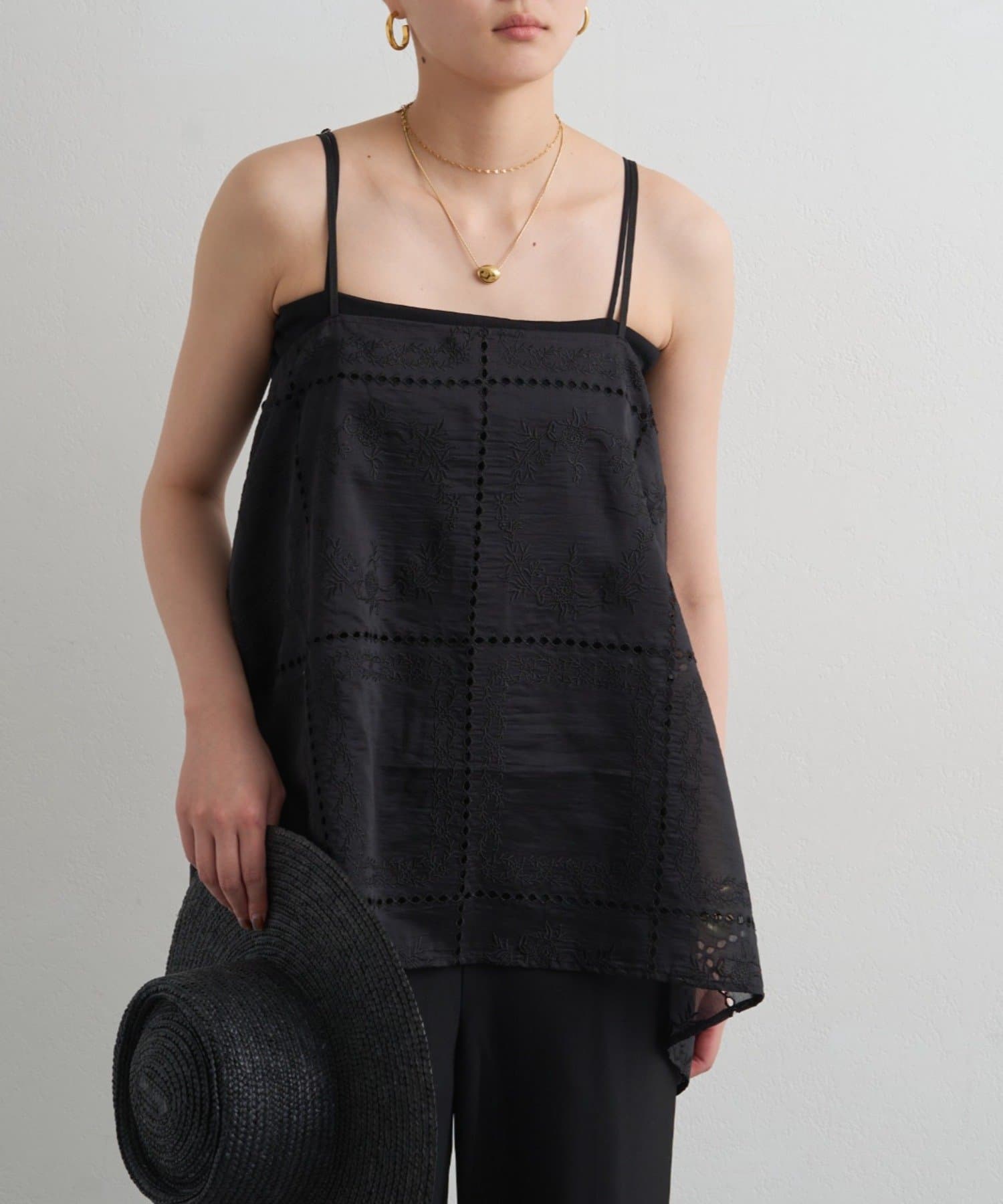 LOUNGEDRESS(ラウンジドレス) 2WAYパネルレース刺繍キャミ