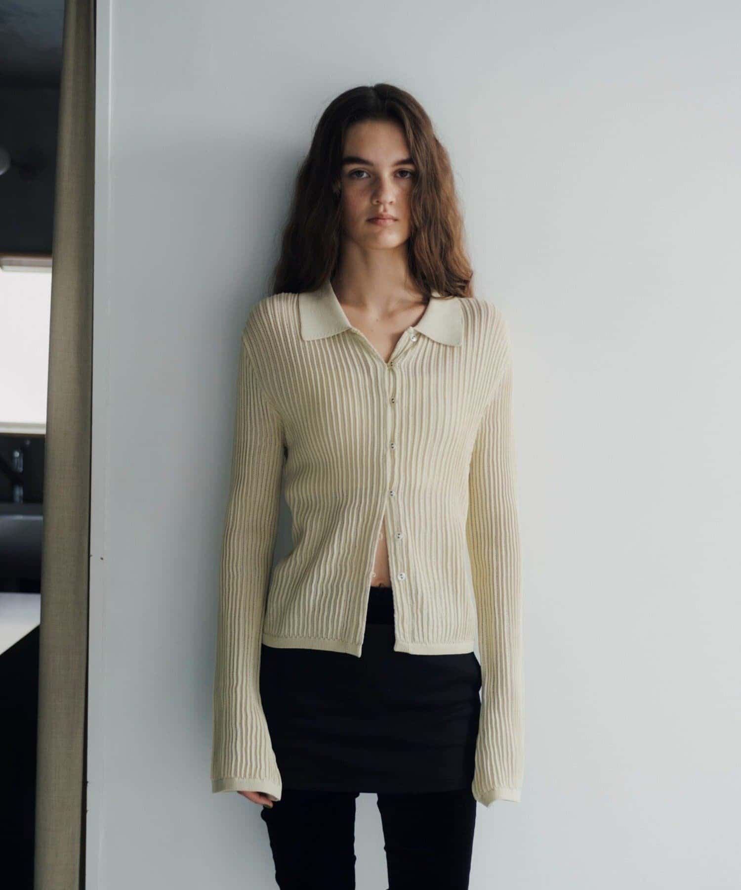 SHENERY(シーナリー) Pasterip Polo knit summer cardigan