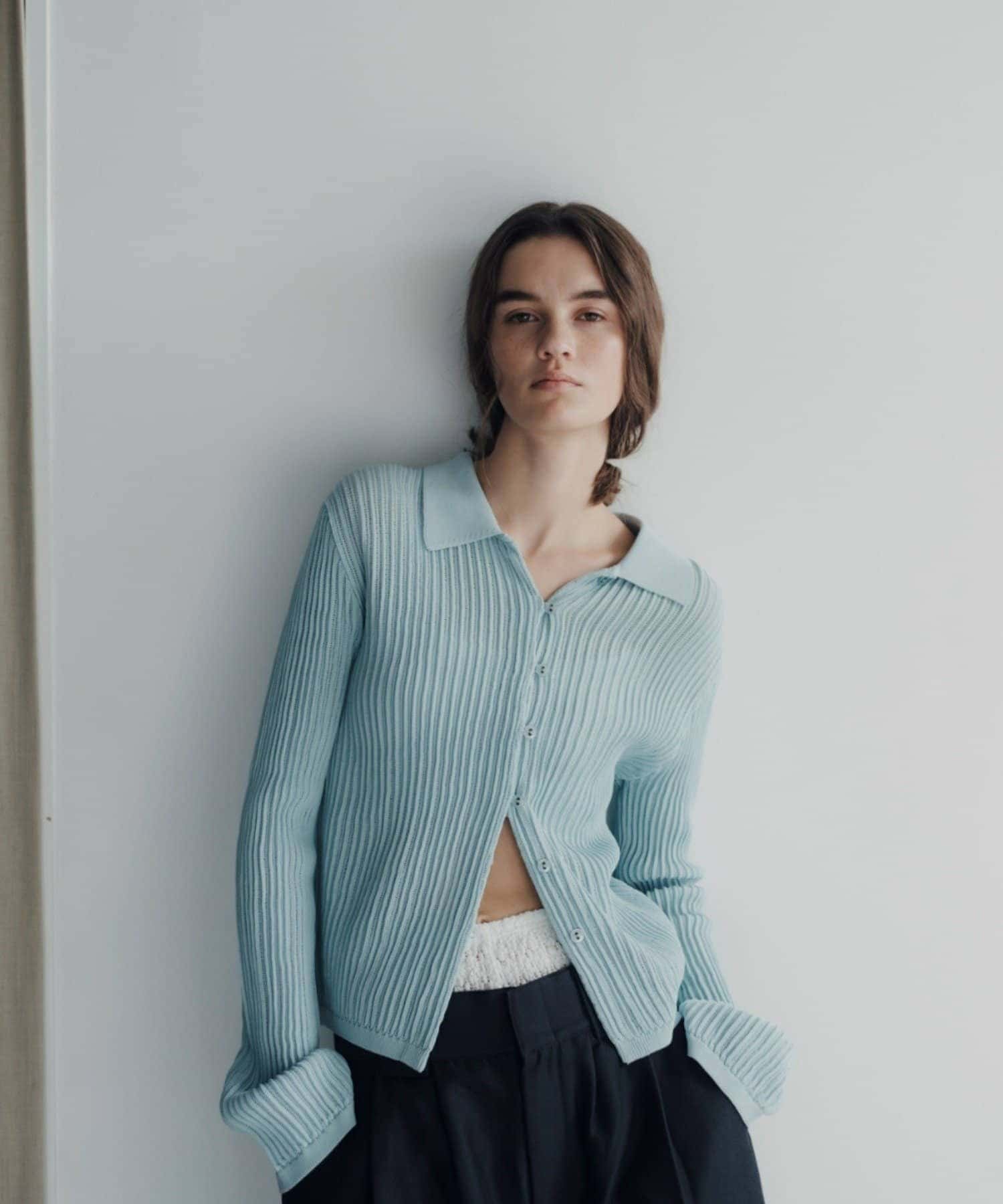 SHENERY(シーナリー) Pasterip Polo knit summer cardigan