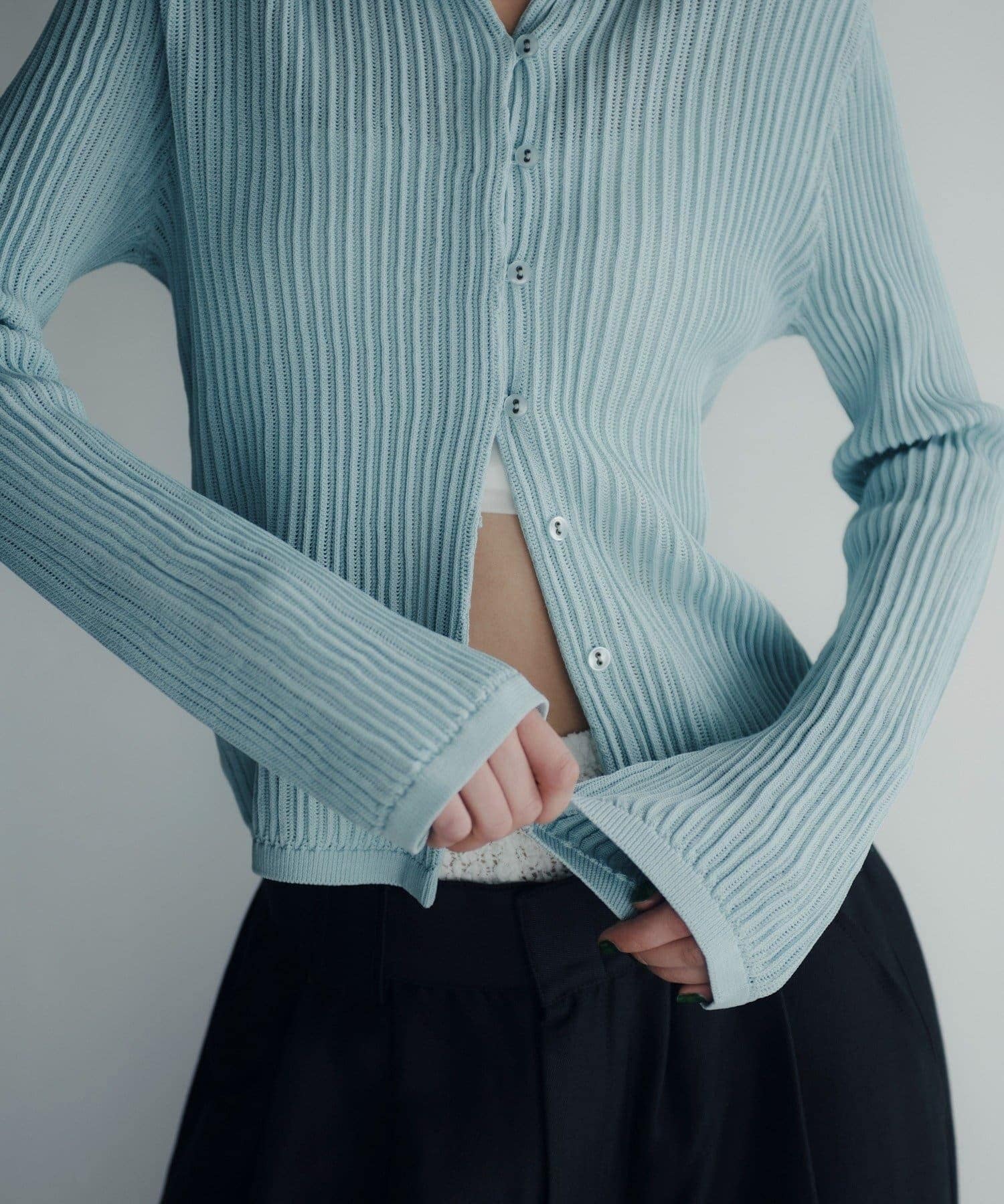 SHENERY(シーナリー) Pasterip Polo knit summer cardigan